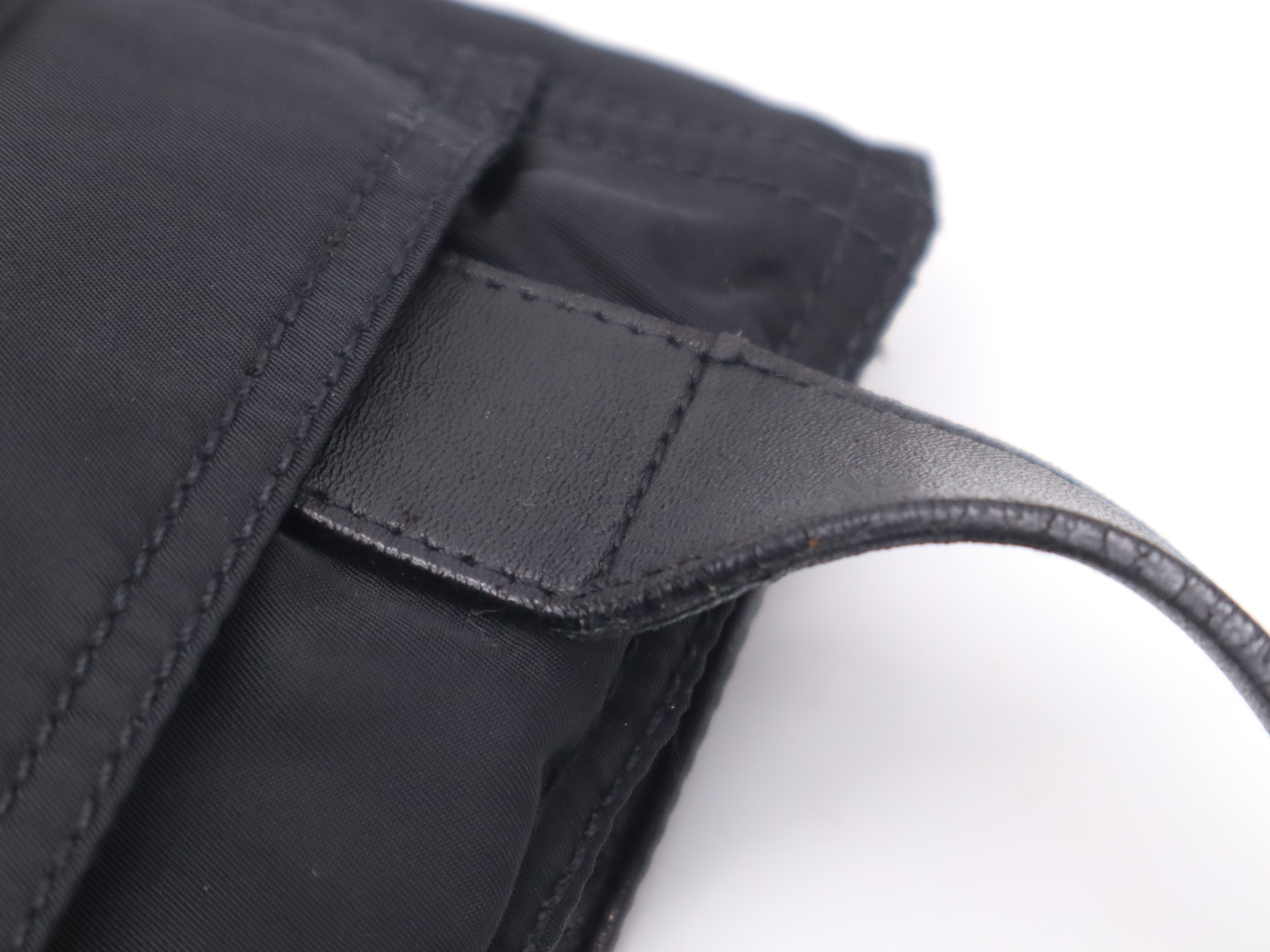 Nylon Triangle Logo Shoulder Bag, Black with Silver Hardware, Card Included. — view 8