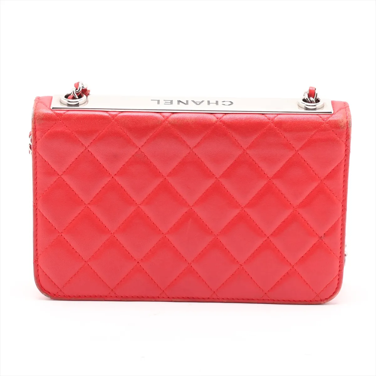 Trendy CC Lambskin Chain Wallet, Red, Silver Hardware, 24691448, Serial Number 24 — view 2