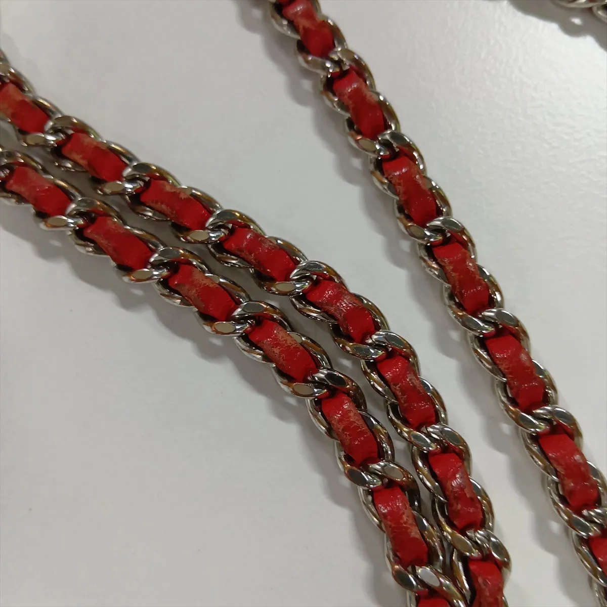 Trendy CC Lambskin Chain Wallet, Red, Silver Hardware, 24691448, Serial Number 24 — view 12