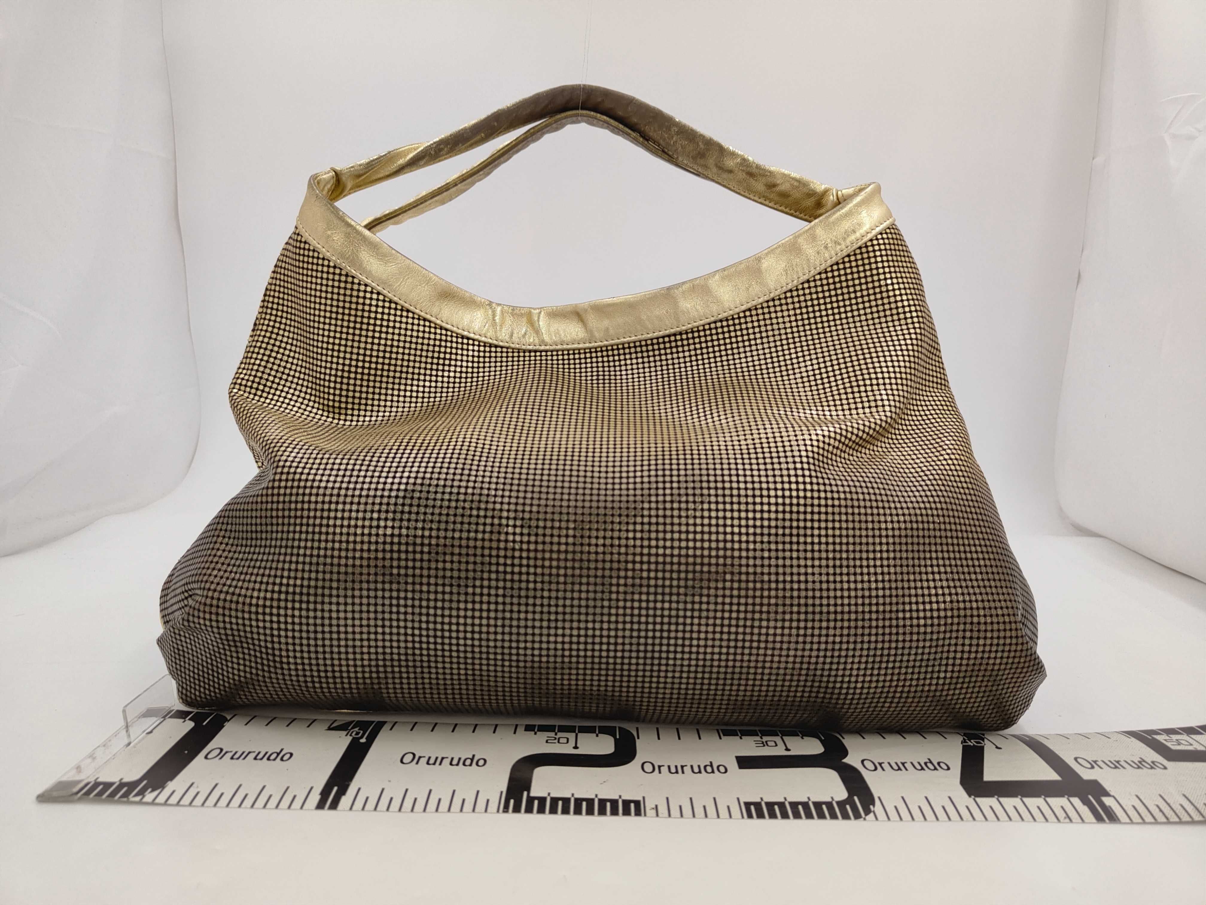 Coco Mark Hollywood Hobo Bag, Metallic Leather, Champagne Gold x Brown, 11898145 (Tote Bag) — view 2