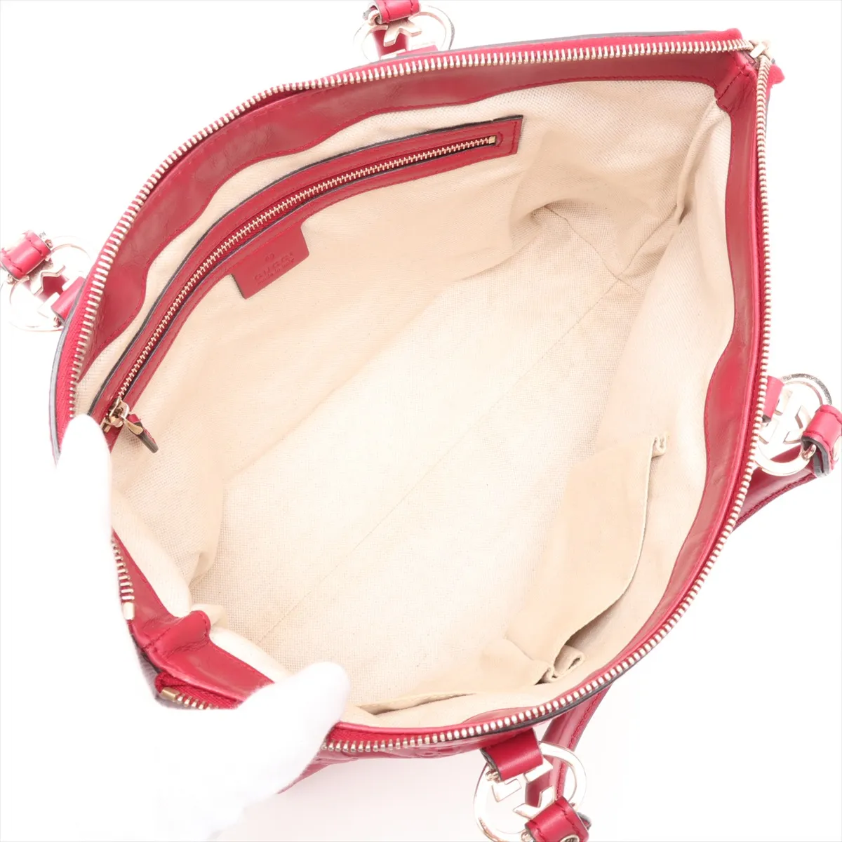 Guccissima Lovely Leather 2-Way Handbag Red — view 7