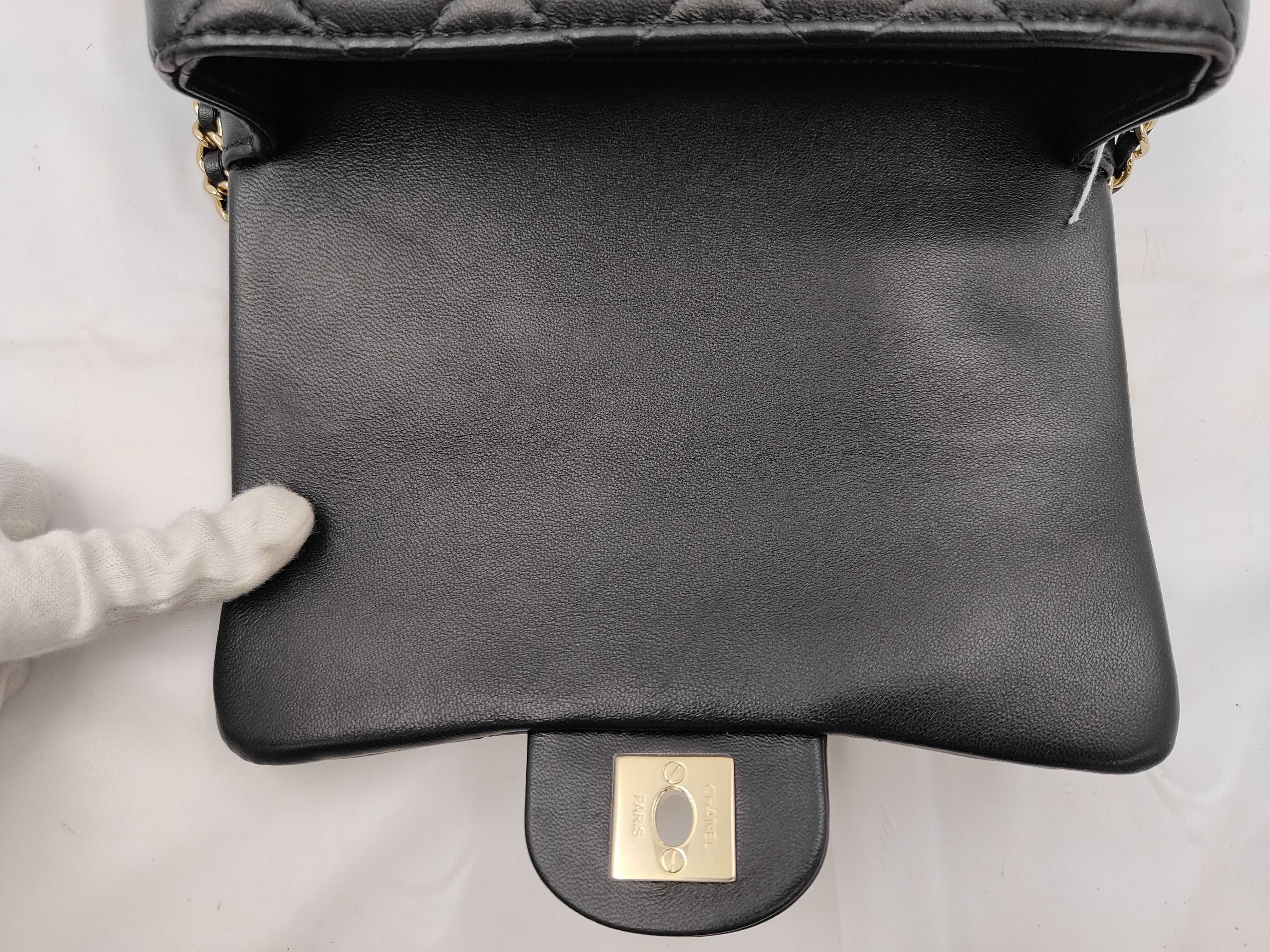 Matelassé Small Flap Shoulder Bag, Black, Serial Number 29 — view 7