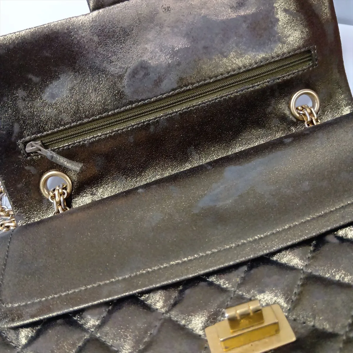 Matelassé 2.55 Coated Leather Double Flap Double Chain Bag, Gold, Gold Hardware, 16528171, Serial Number 16-series, A37586 — view 13