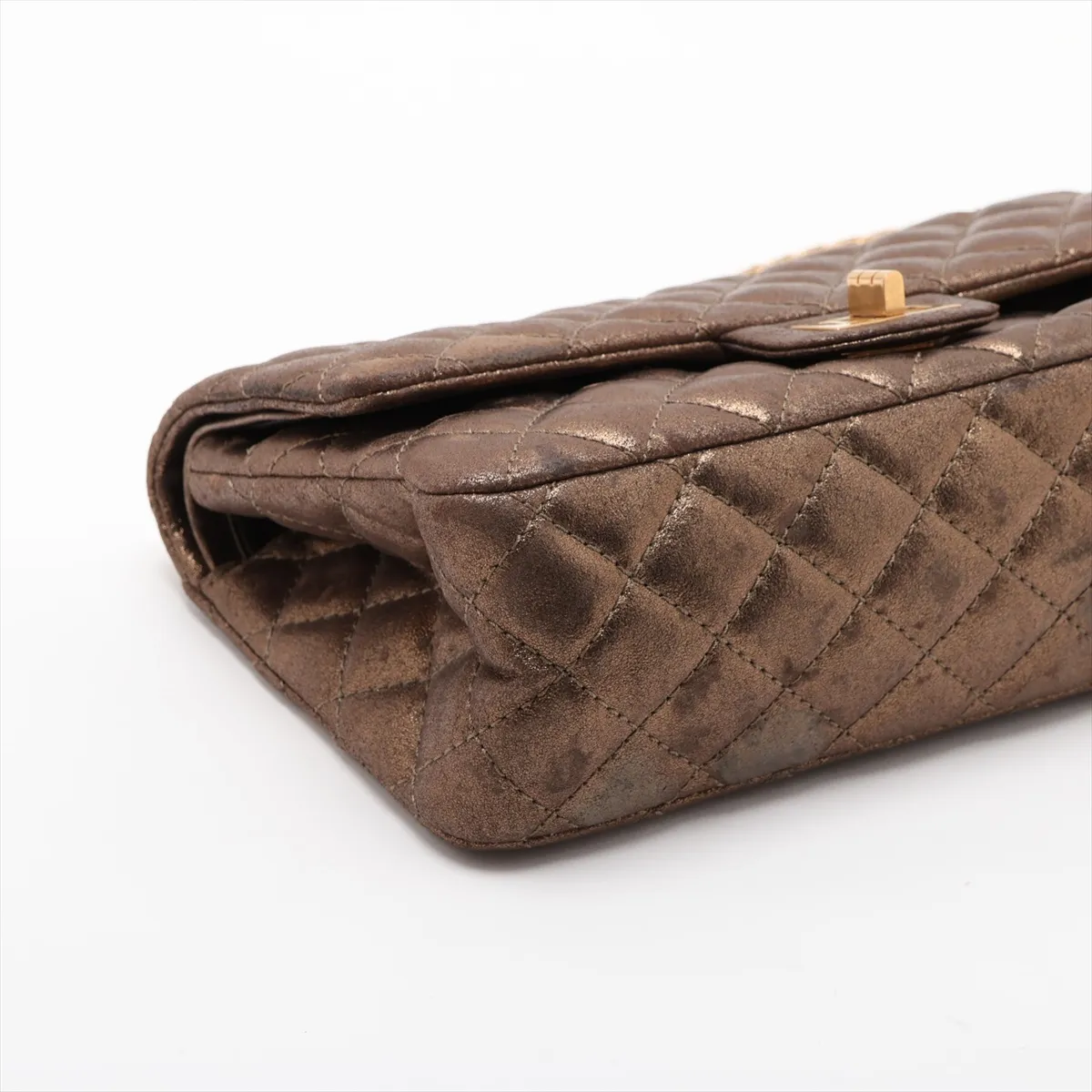 Matelassé 2.55 Coated Leather Double Flap Double Chain Bag, Gold, Gold Hardware, 16528171, Serial Number 16-series, A37586 — view 4