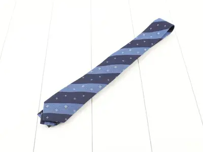 Coco Mark Camellia Stripe Tie, 100% Silk, Stored Item