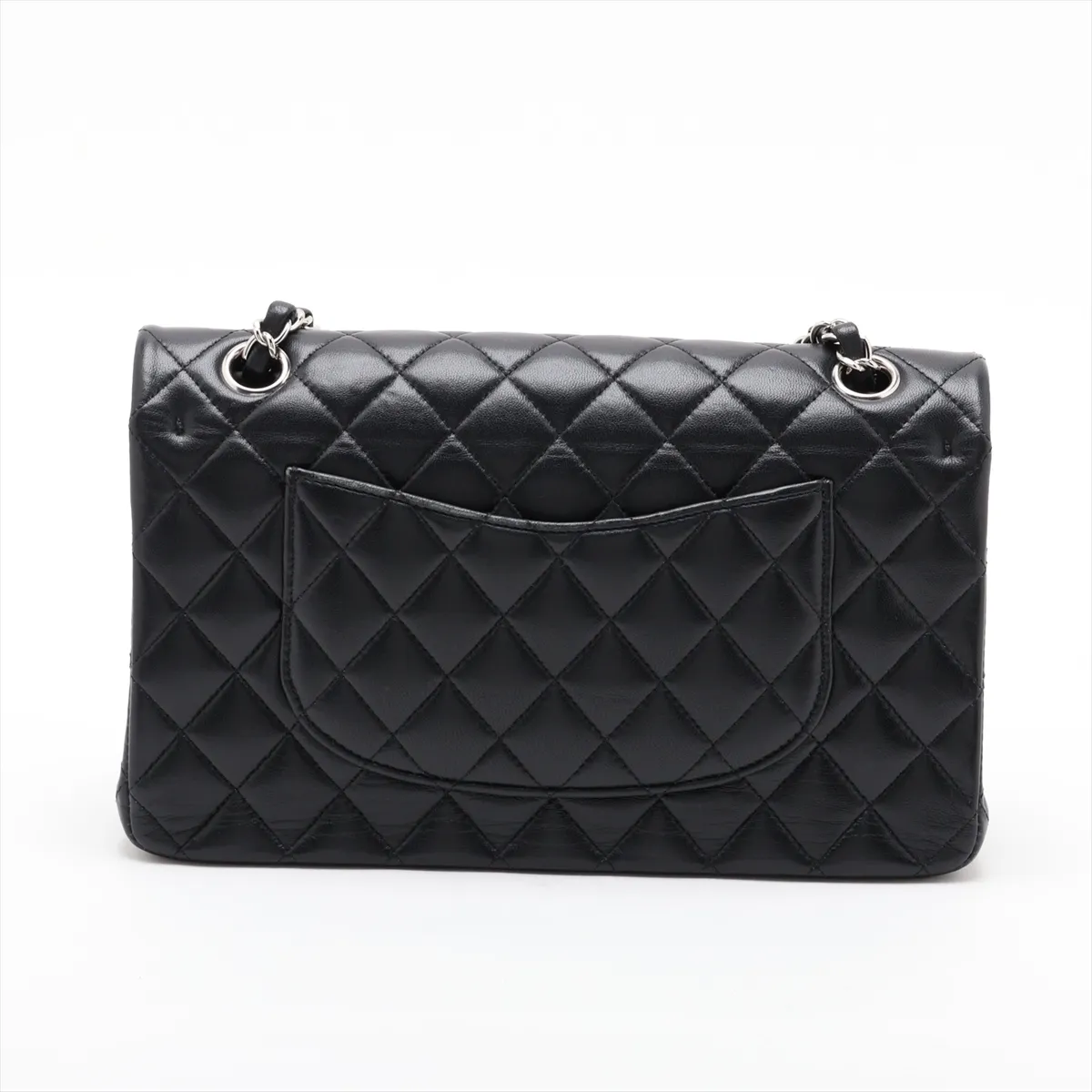 [Individually packaged] Chanel Matelassé 25 Lambskin Double Flap Double Chain Bag, Black with Silver Hardware, 27943424, Serial Number 27, A01112 — view 2