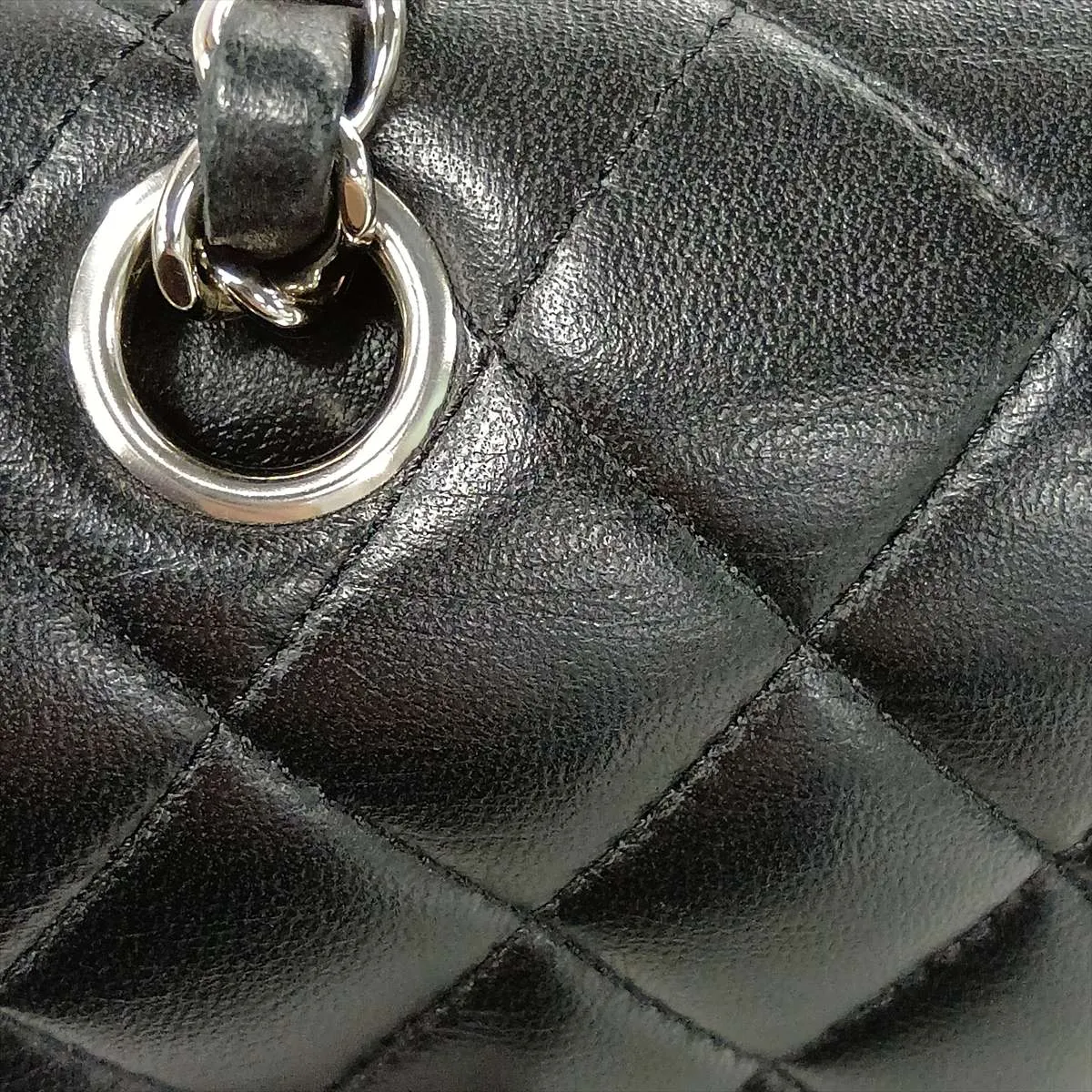 [Individually packaged] Chanel Matelassé 25 Lambskin Double Flap Double Chain Bag, Black with Silver Hardware, 27943424, Serial Number 27, A01112 — view 14