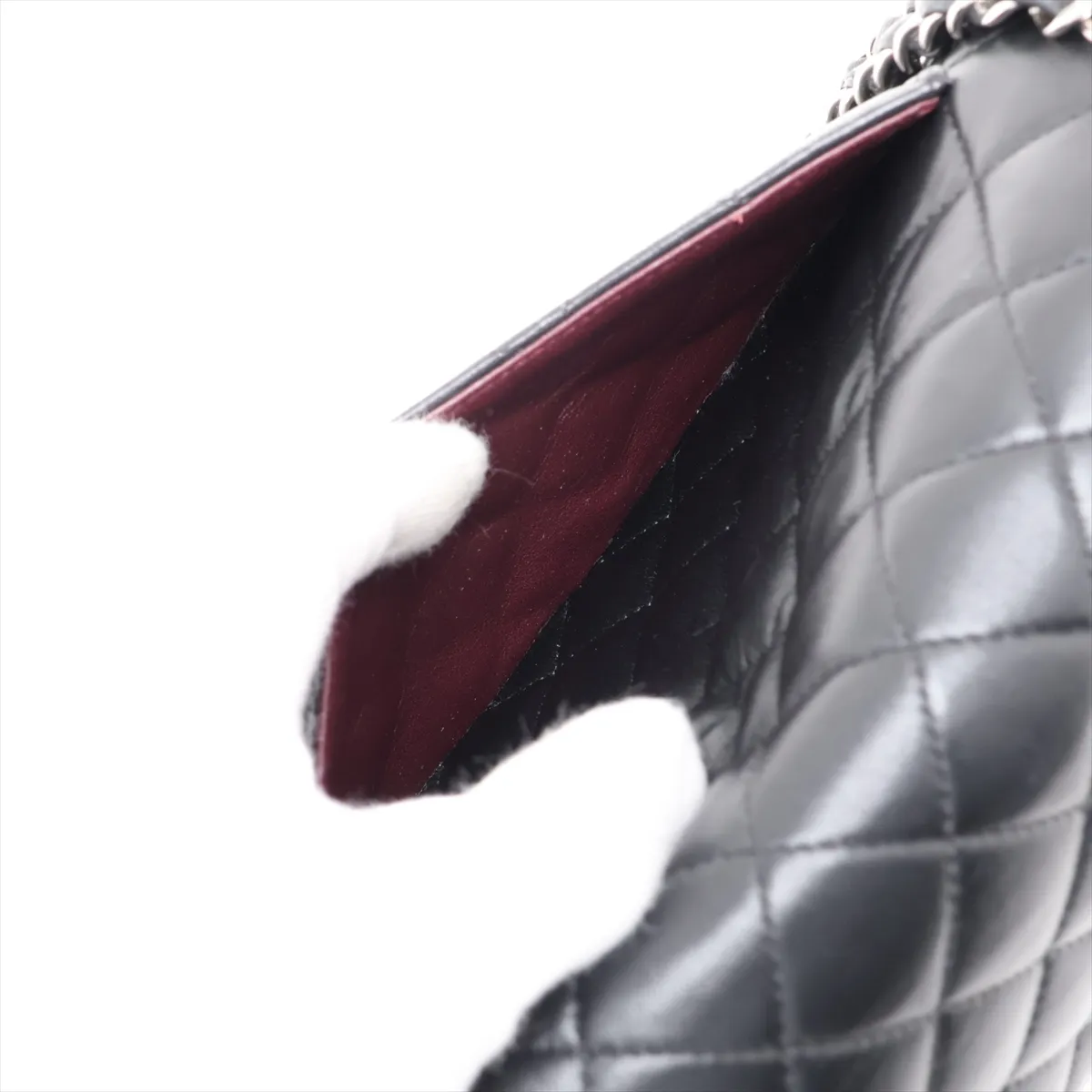 [Individually packaged] Chanel Matelassé 25 Lambskin Double Flap Double Chain Bag, Black with Silver Hardware, 27943424, Serial Number 27, A01112 — view 9