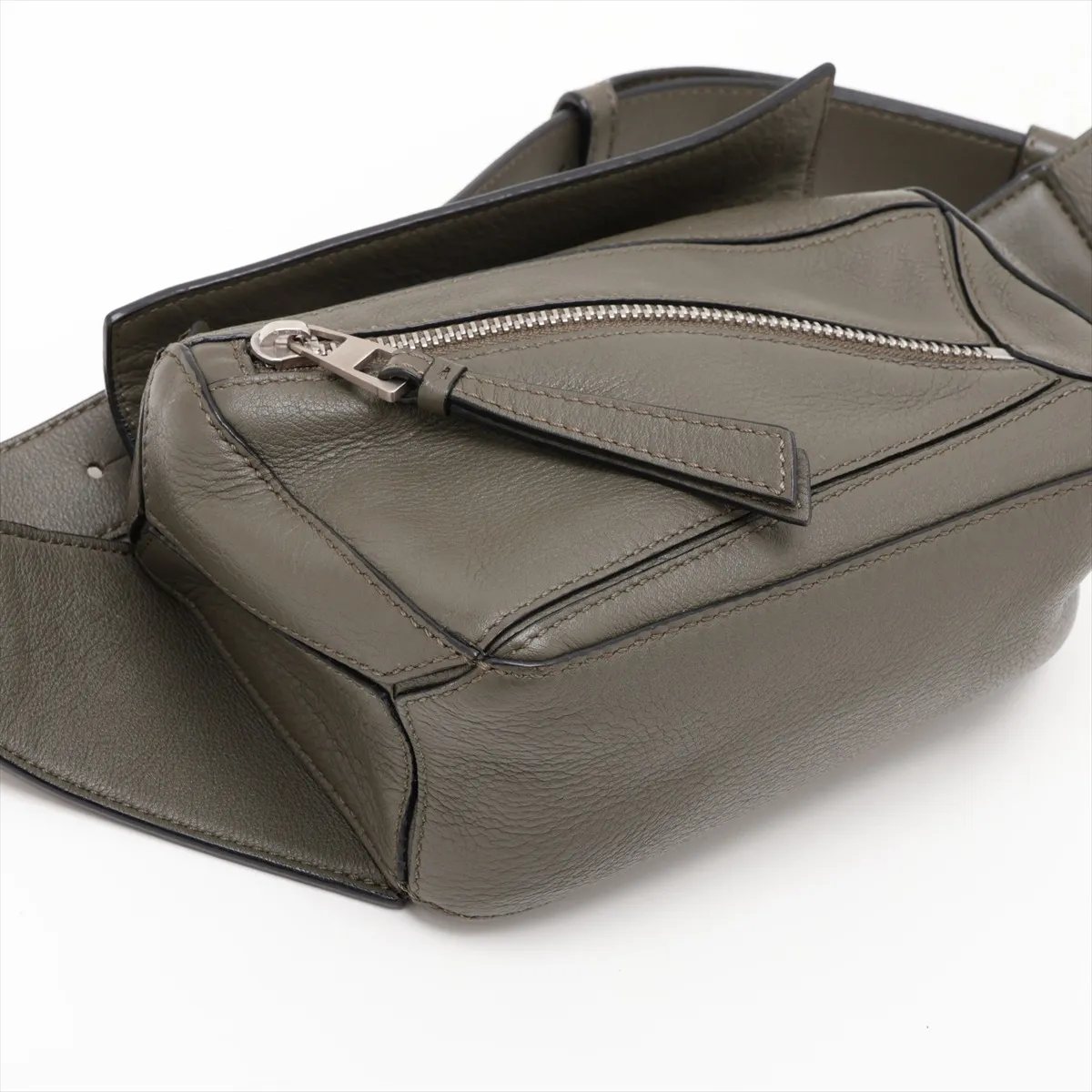 Puzzle Mini Bum Bag Leather Body Bag Green — view 4