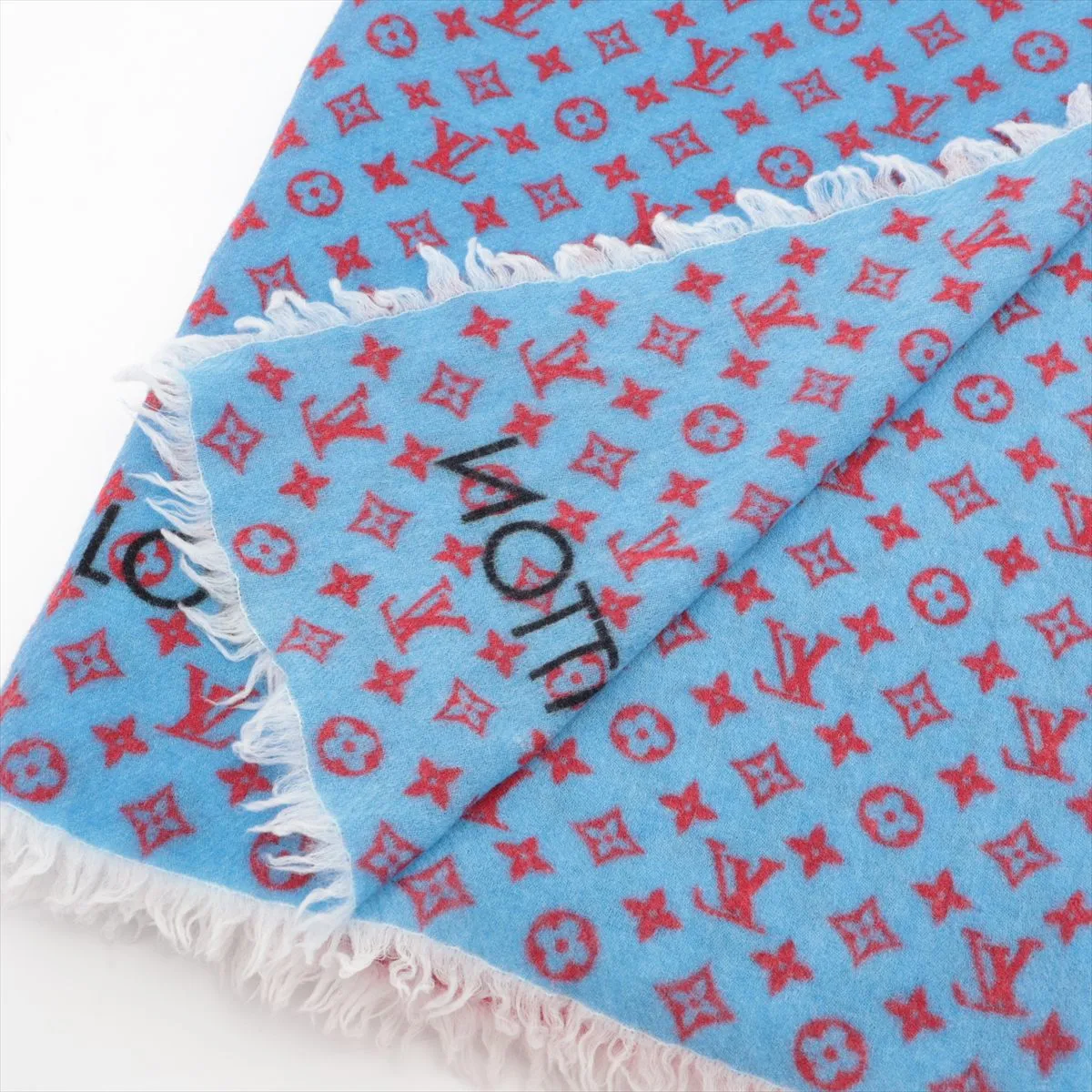 Monogram GM0196 Stole Wool Blue x Red — view 2