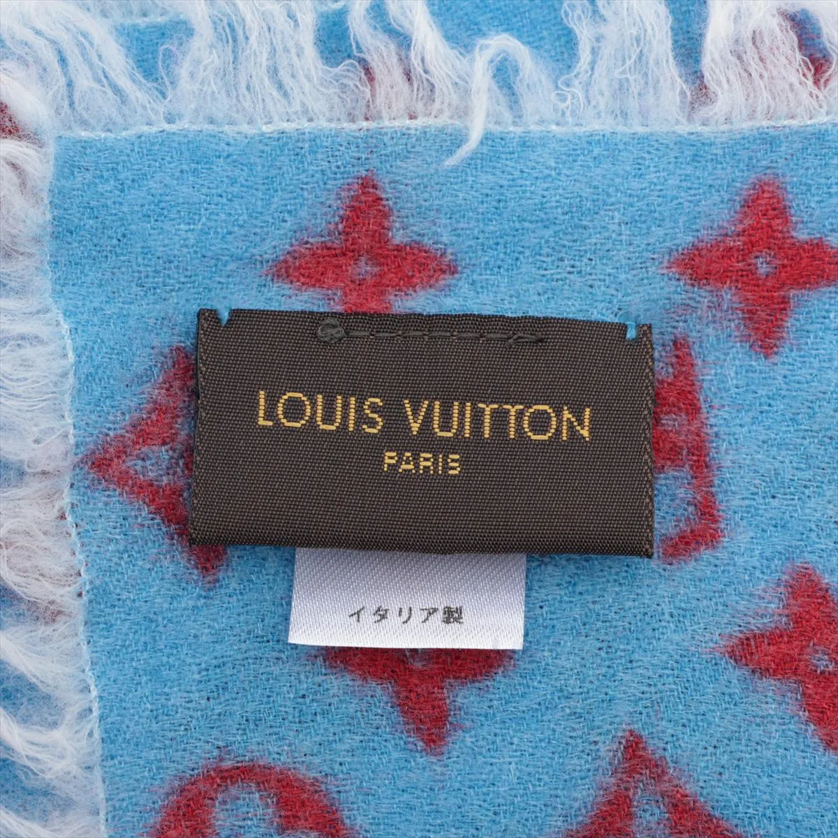 Monogram GM0196 Stole Wool Blue x Red — view 3
