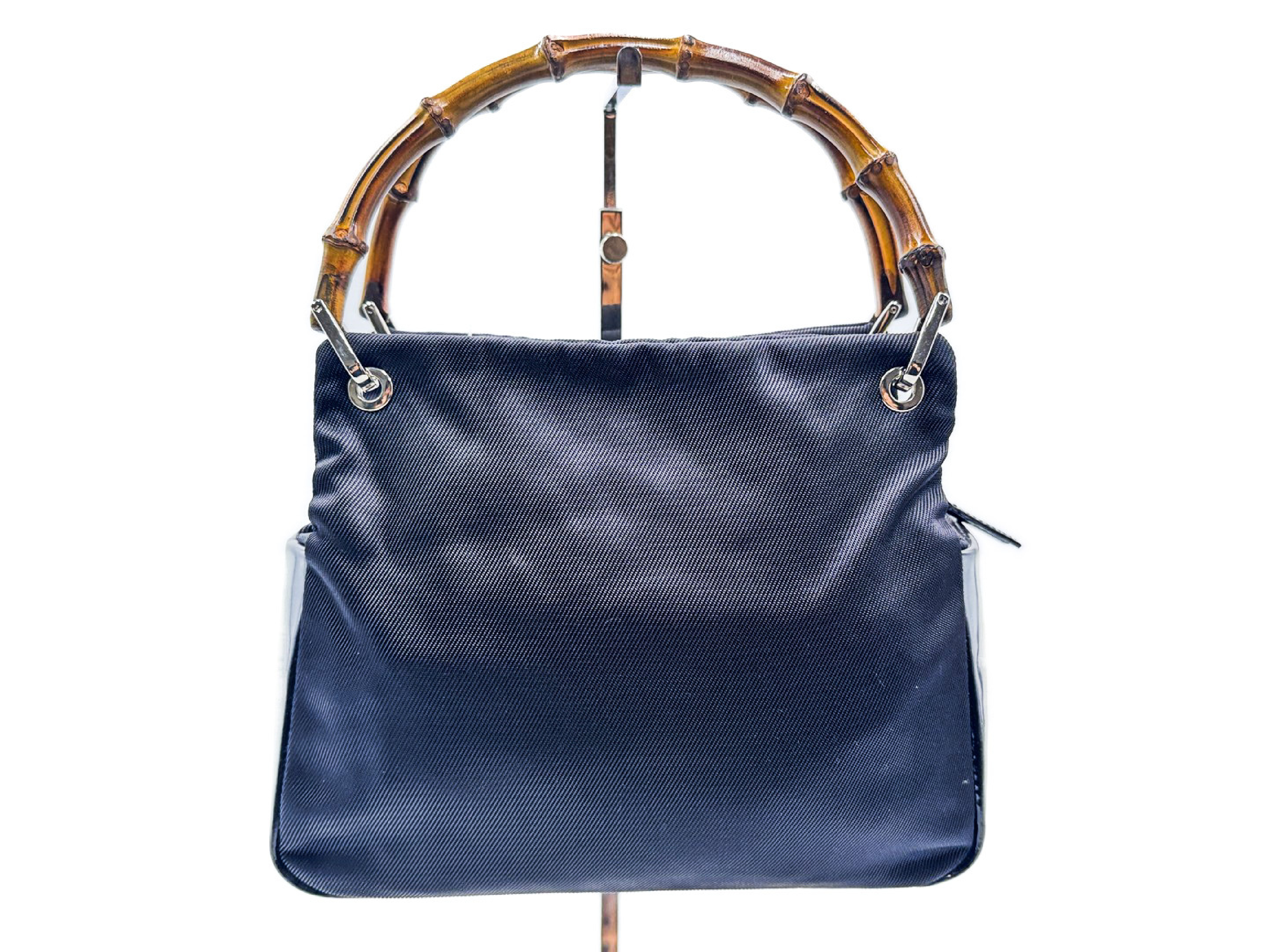 Bamboo Black Handbag with Silver Hardware 000.1014 — view 2