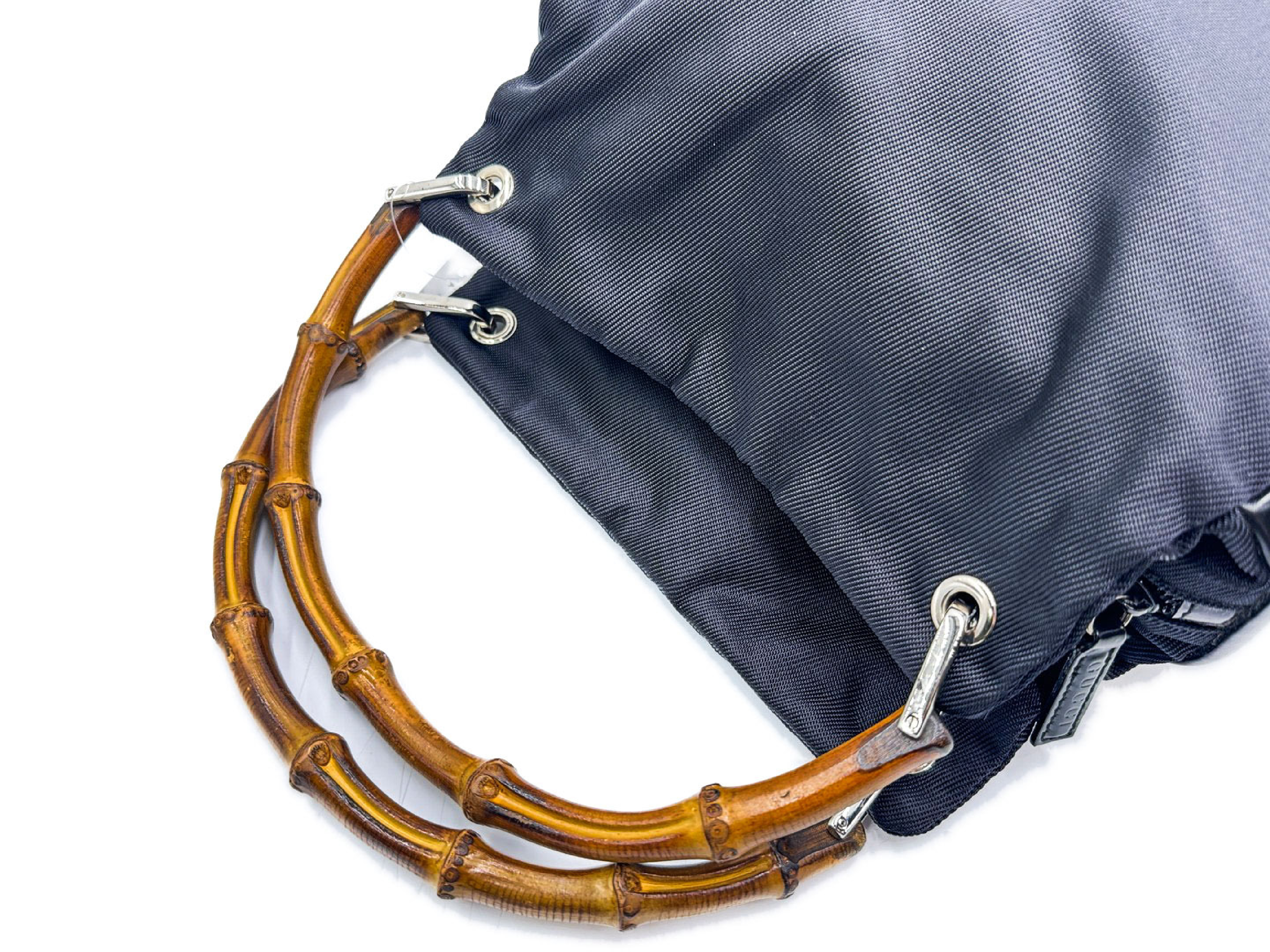Bamboo Black Handbag with Silver Hardware 000.1014 — view 3