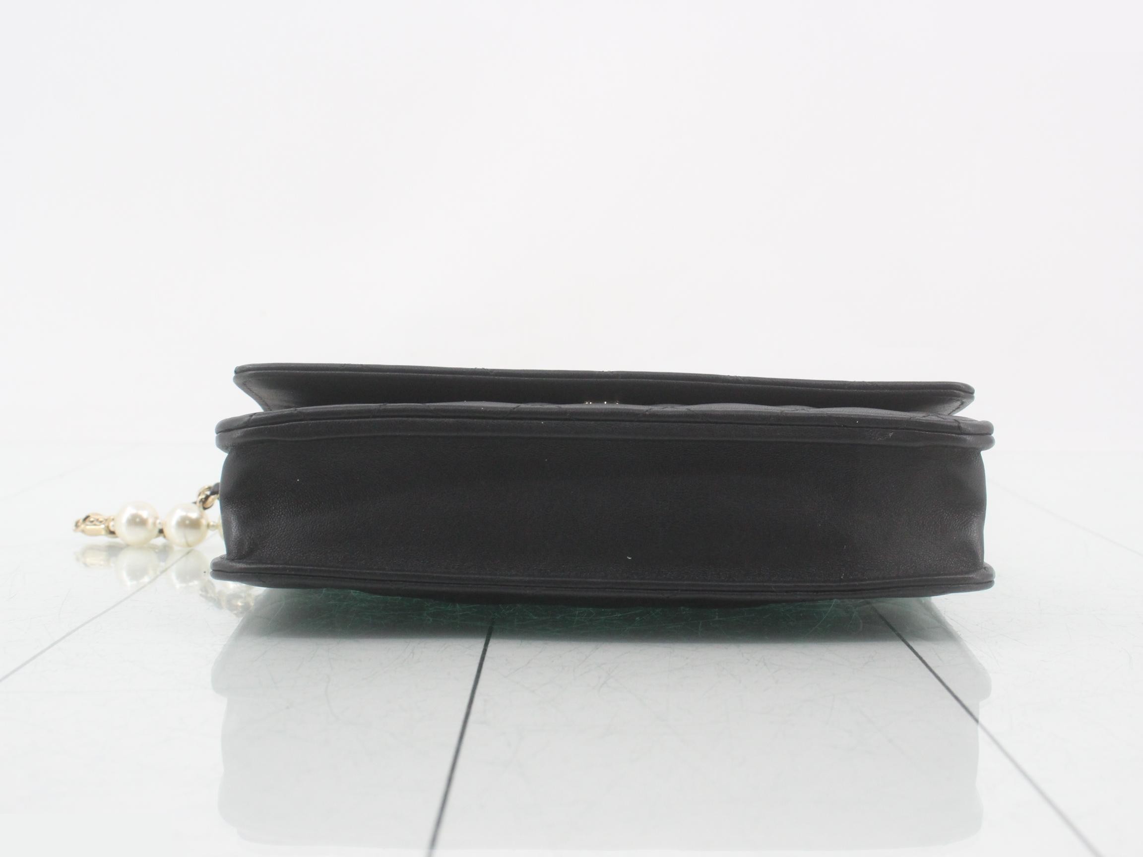 Pearl Matelassé Lambskin Chain Wallet — view 3