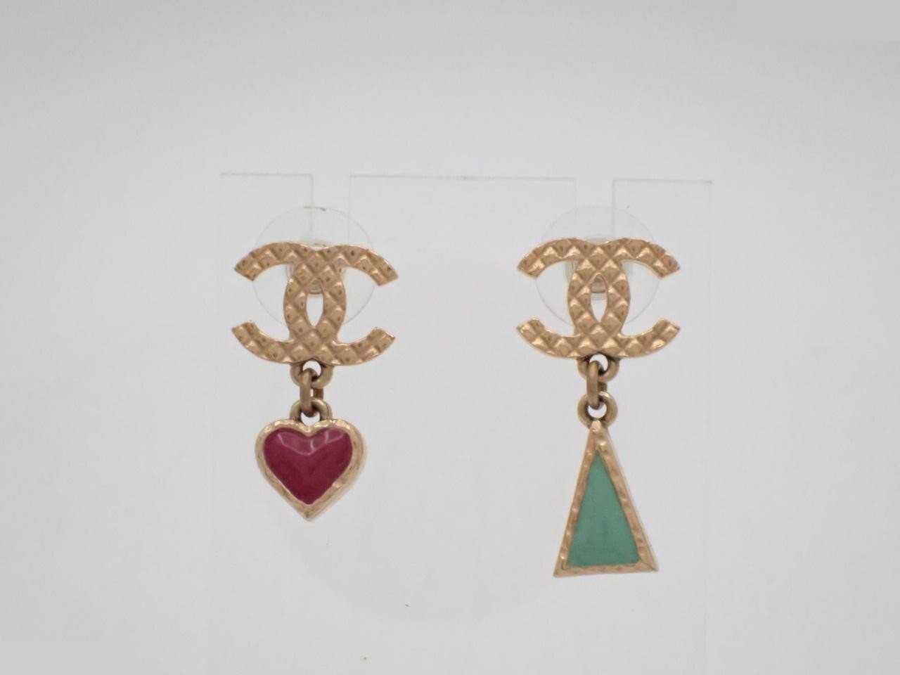 Coco Mark Pink Heart Turquoise Blue Swing Earrings