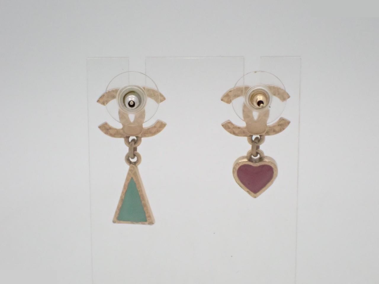 Coco Mark Pink Heart Turquoise Blue Swing Earrings — view 2