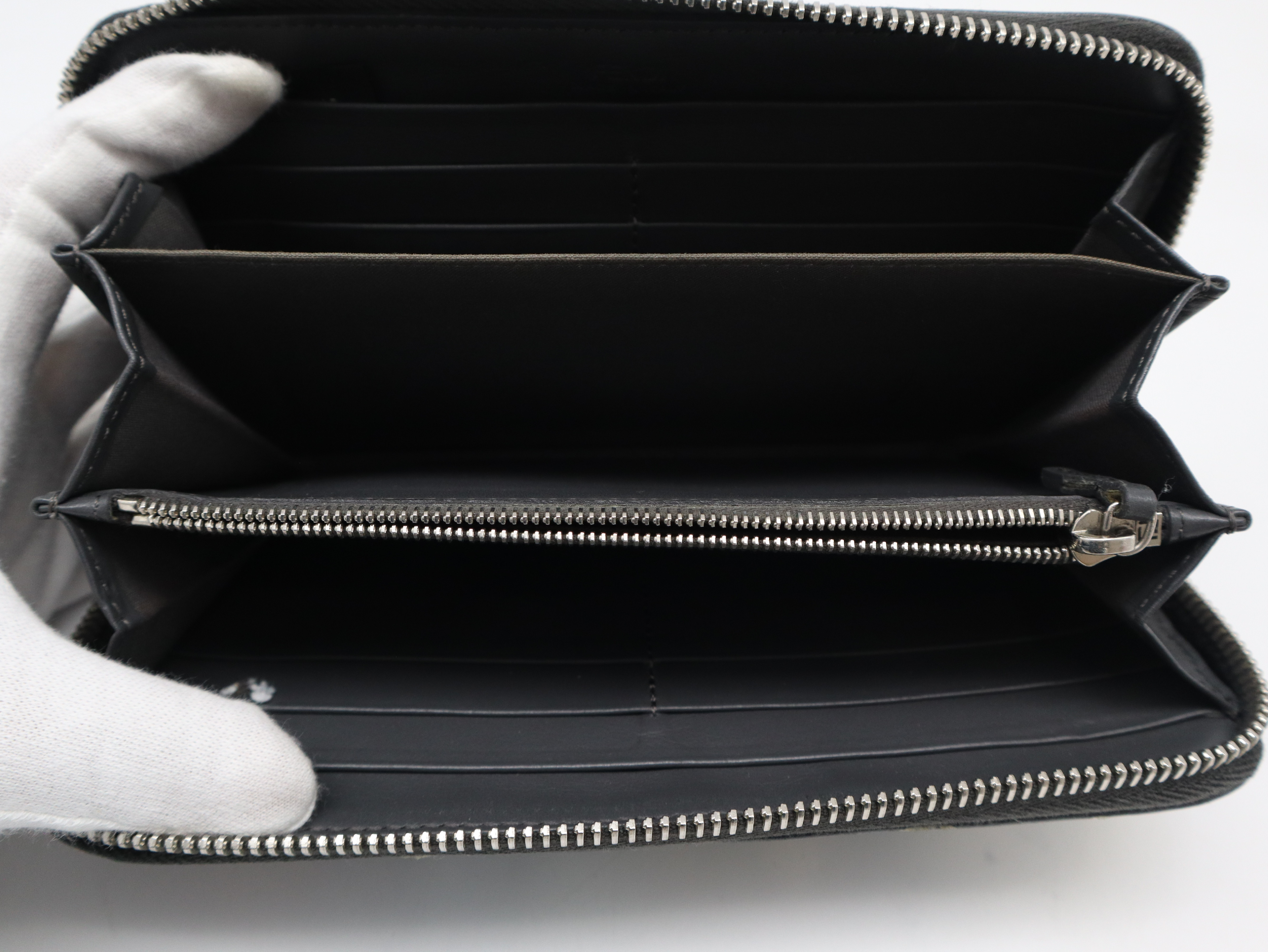 8M0299 Leather Rainbow Multi Stud Long Wallet, Gray — view 8