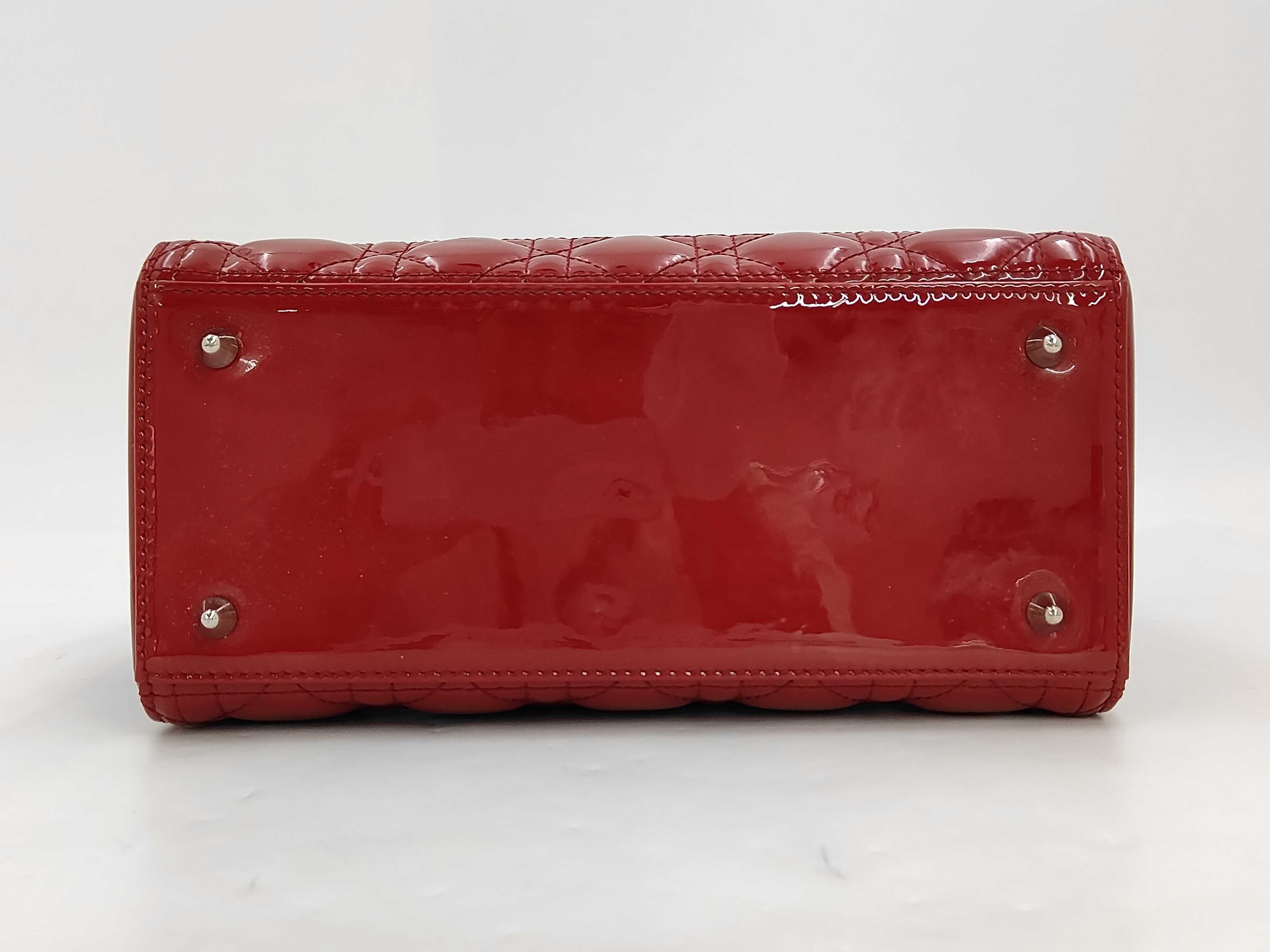 Wine Red Patent Leather Medium 5 Grid Handbag — view 3