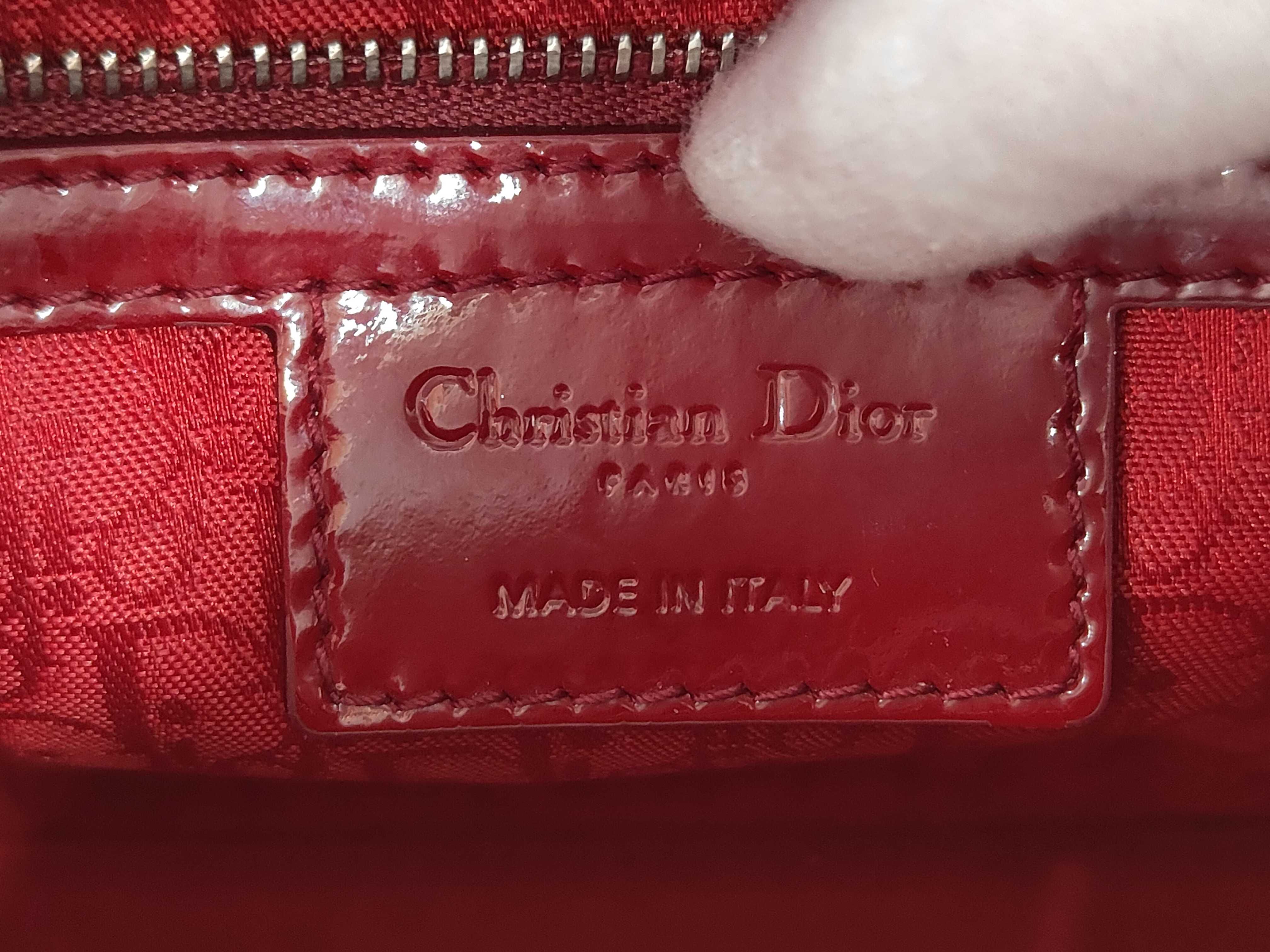 Wine Red Patent Leather Medium 5 Grid Handbag — view 9