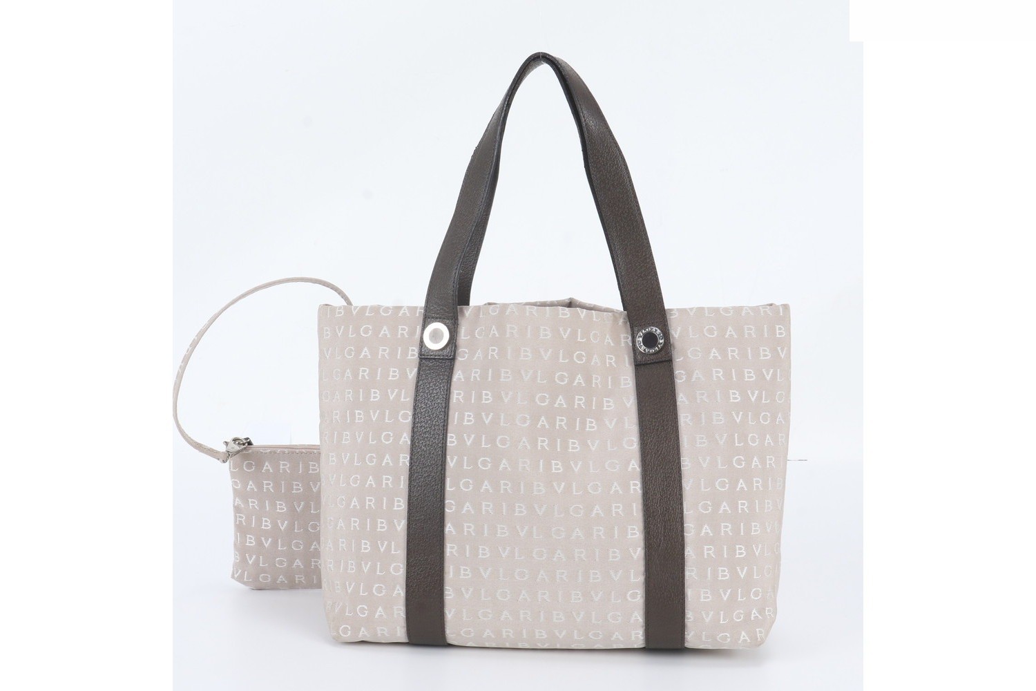 Logo Mania Leather Tote Bag with Pouch — view 3