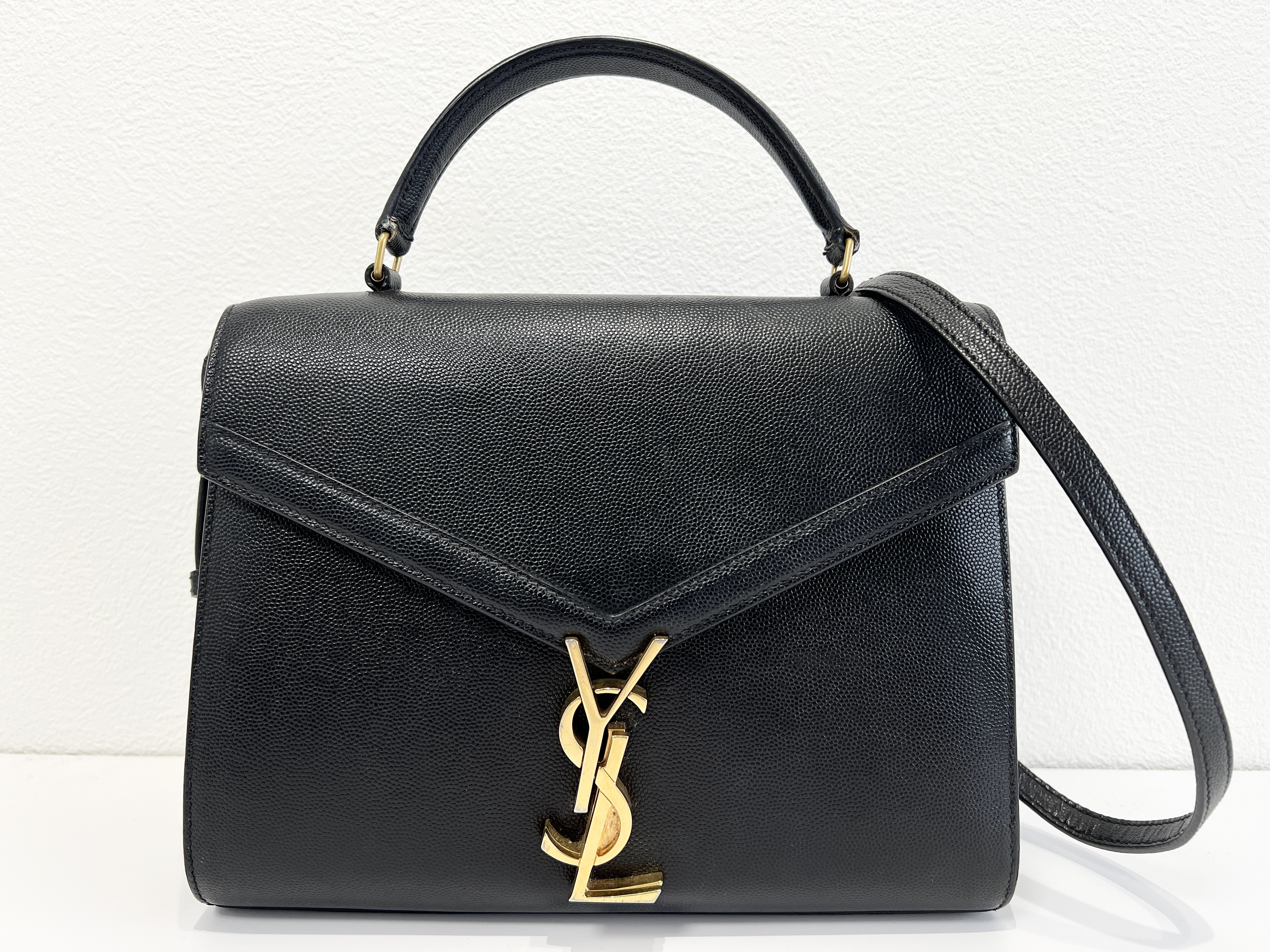 Cassandra Logo Top Handle Leather 2-Way Handbag