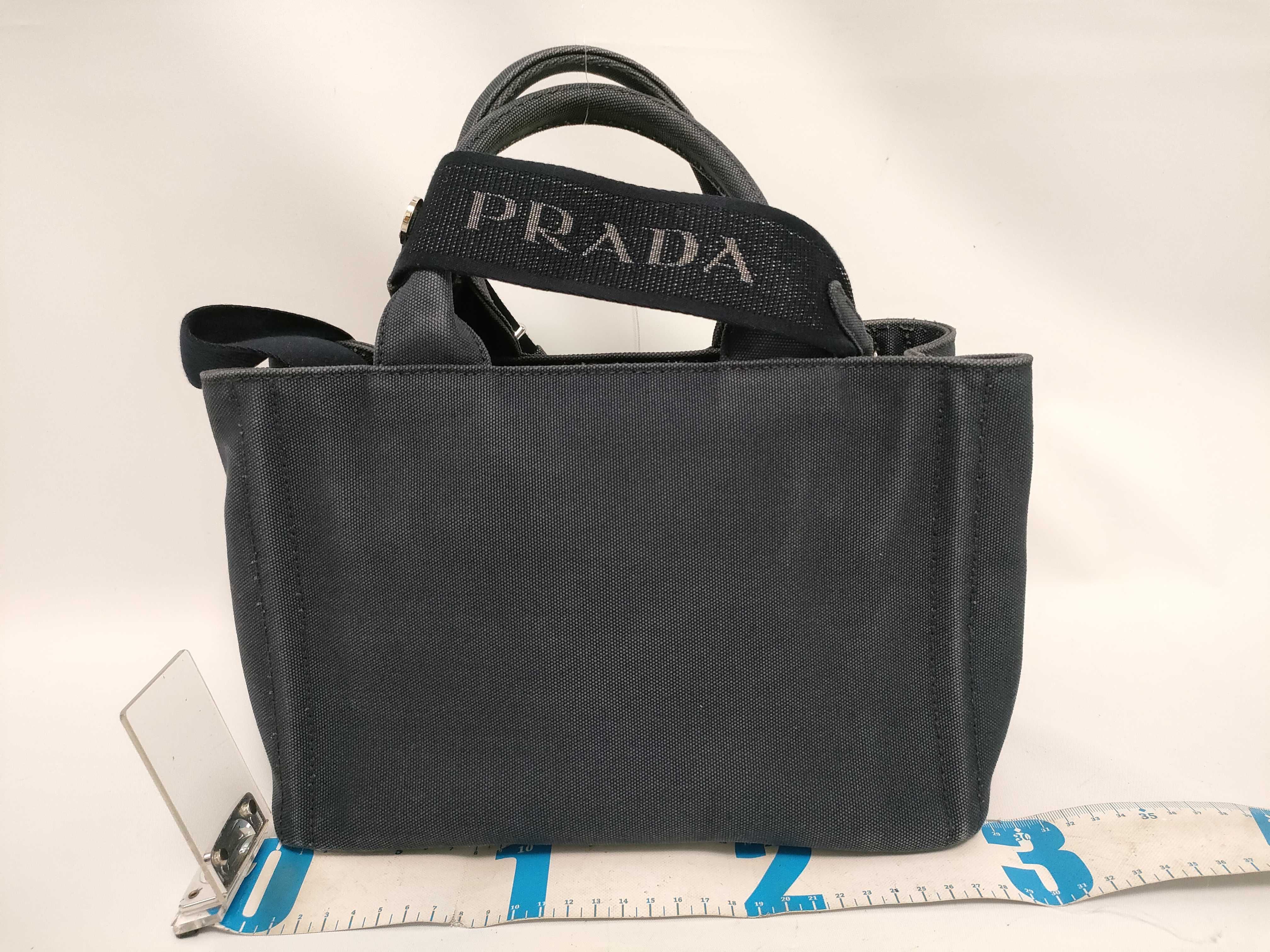 Canapa Canvas x Leather 2-Way Handbag, Navy, 1BG439 (Handbag) — view 2