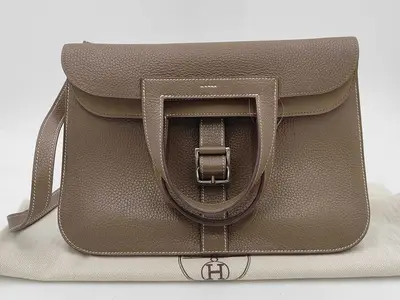Alzan 31 Silver Hardware Etoupe Shoulder Bag