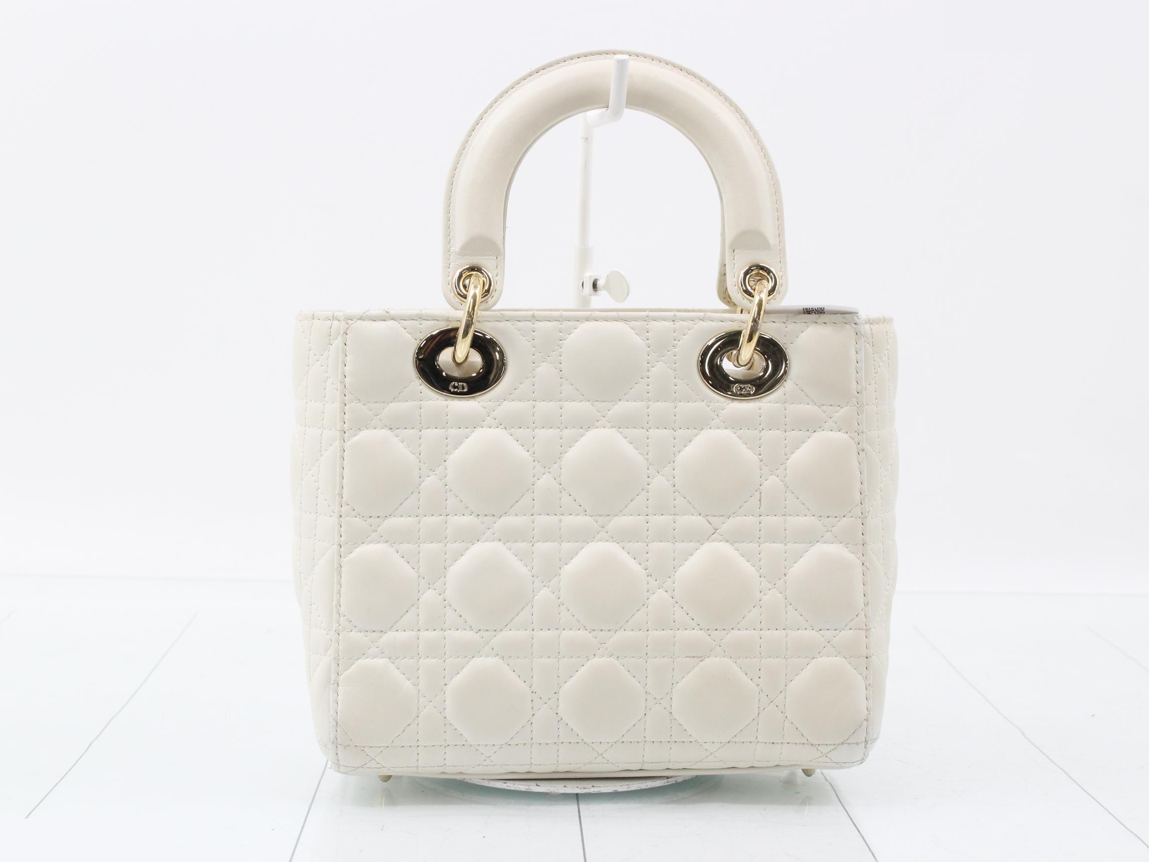 MyABC My Lady Dior Lambswool White 2-Way Handbag with Strap — view 2