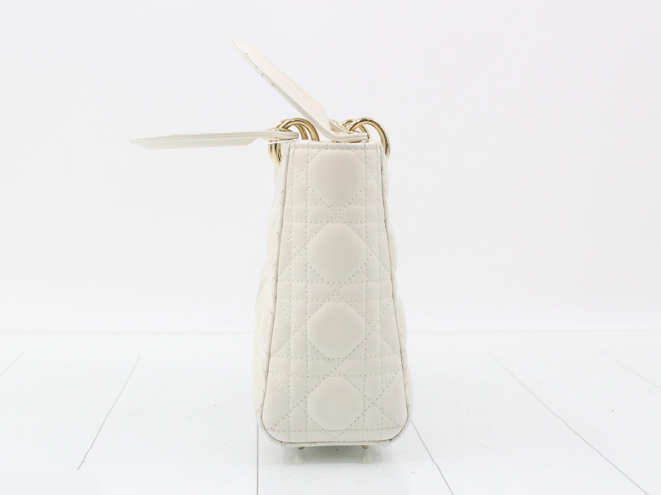 MyABC My Lady Dior Lambswool White 2-Way Handbag with Strap — view 4