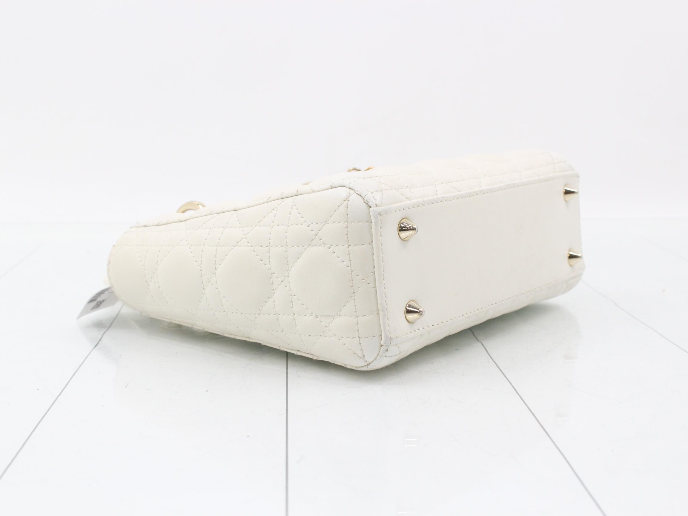 MyABC My Lady Dior Lambswool White 2-Way Handbag with Strap — view 5