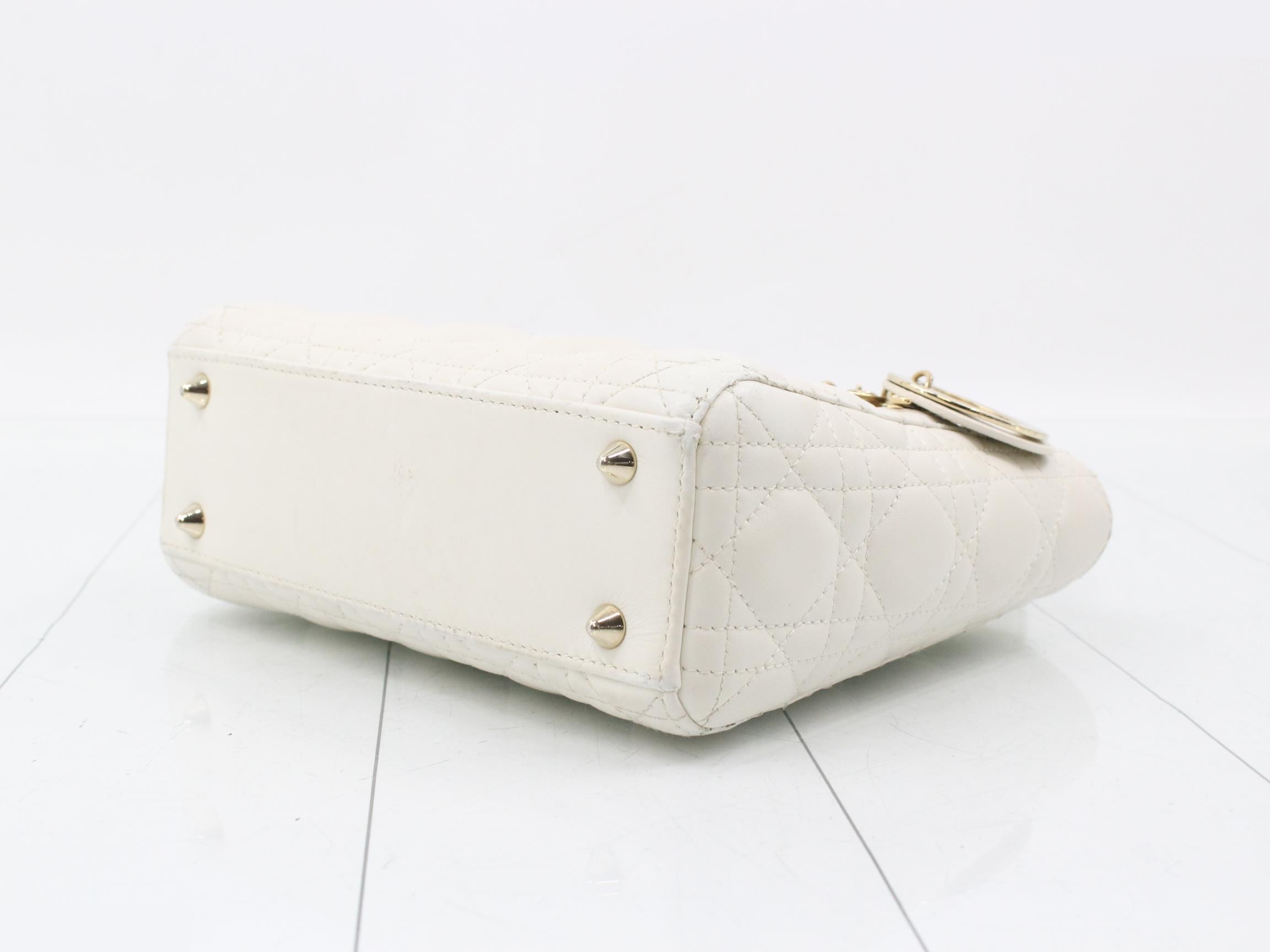 MyABC My Lady Dior Lambswool White 2-Way Handbag with Strap — view 6