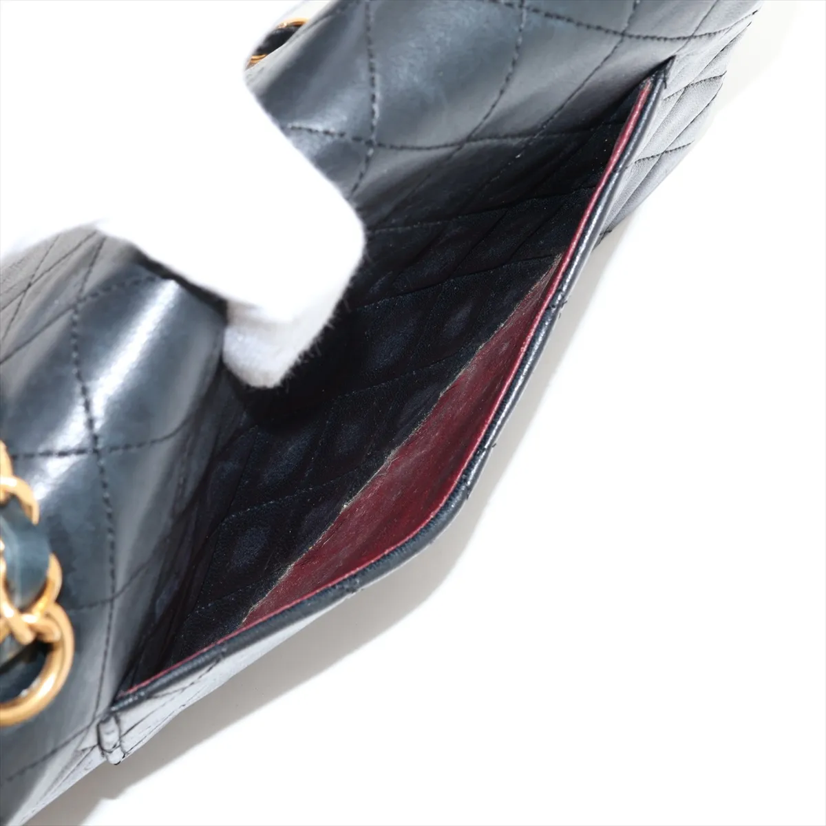 Matelassé 23 Small Lambskin Double Flap Double Chain Bag, Black with Gold Hardware, 0931418 (Serial Number 0-series, A01113) — view 13