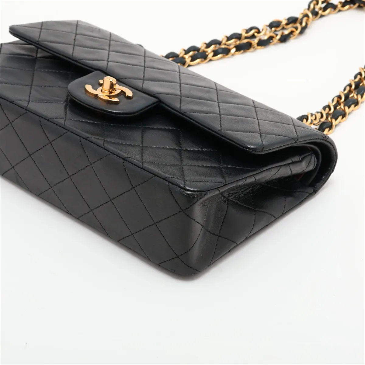 Matelassé 23 Small Lambskin Double Flap Double Chain Bag, Black with Gold Hardware, 0931418 (Serial Number 0-series, A01113) — view 3