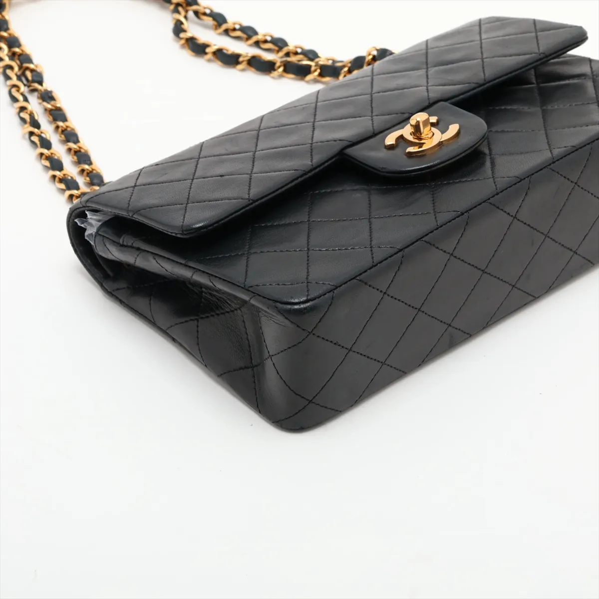 Matelassé 23 Small Lambskin Double Flap Double Chain Bag, Black with Gold Hardware, 0931418 (Serial Number 0-series, A01113) — view 4