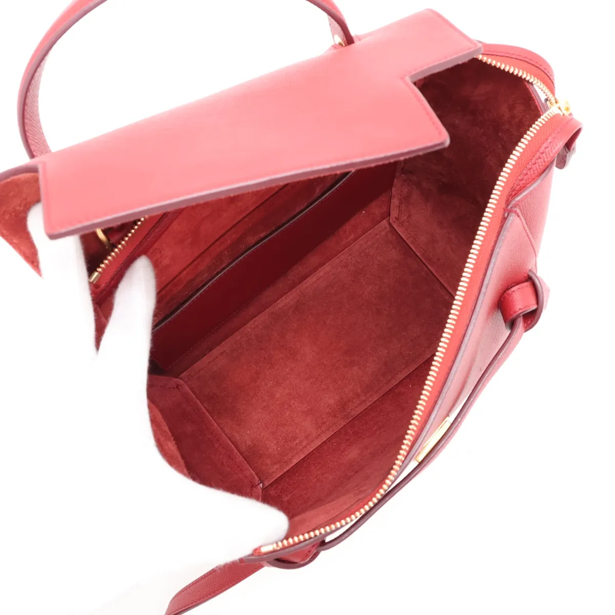 Belt Bag Micro Leather 2-Way Handbag Red — view 8
