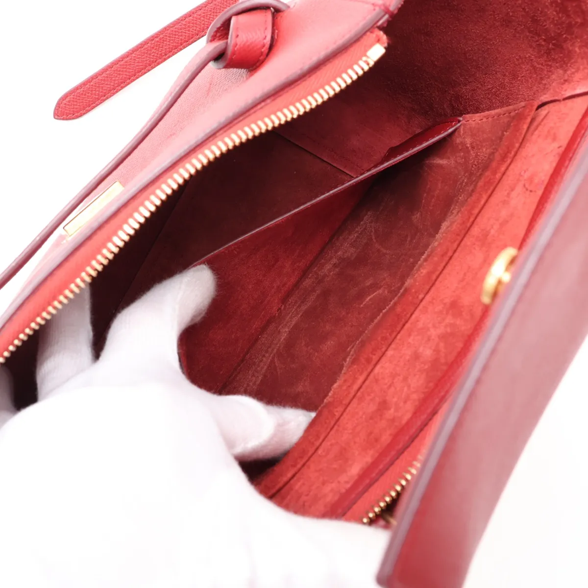 Belt Bag Micro Leather 2-Way Handbag Red — view 9