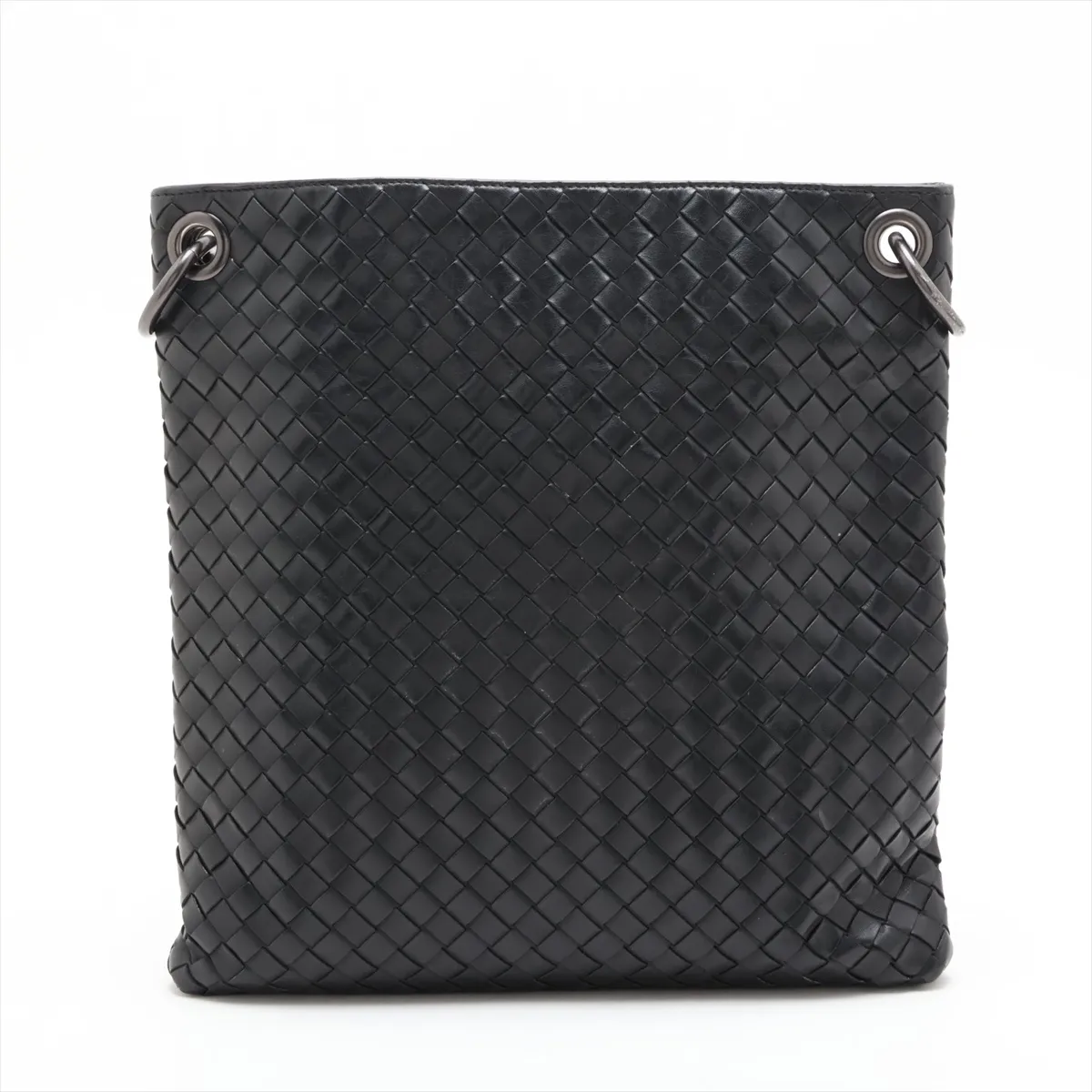 Intrecciato Leather Shoulder Bag, Black — view 2