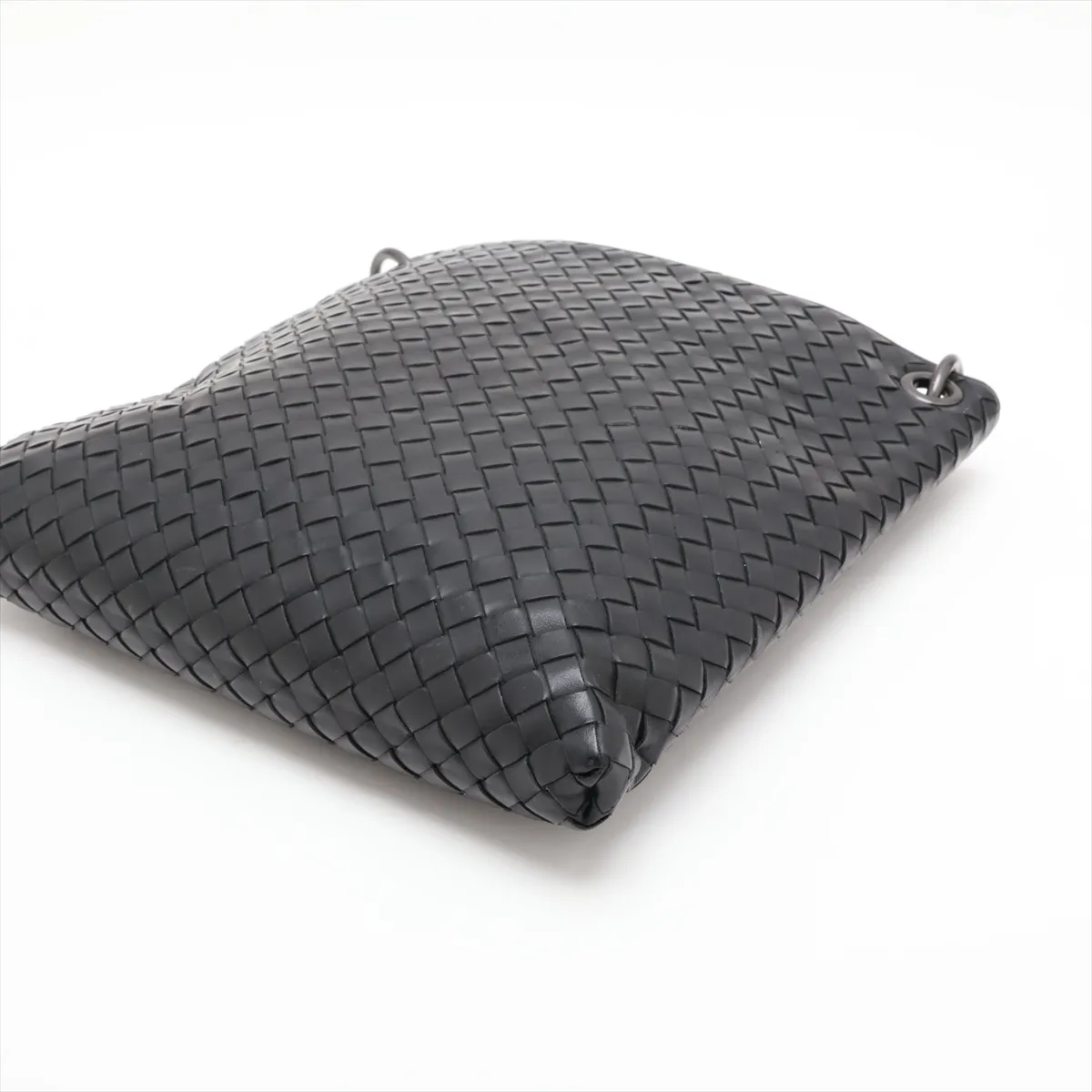 Intrecciato Leather Shoulder Bag, Black — view 3