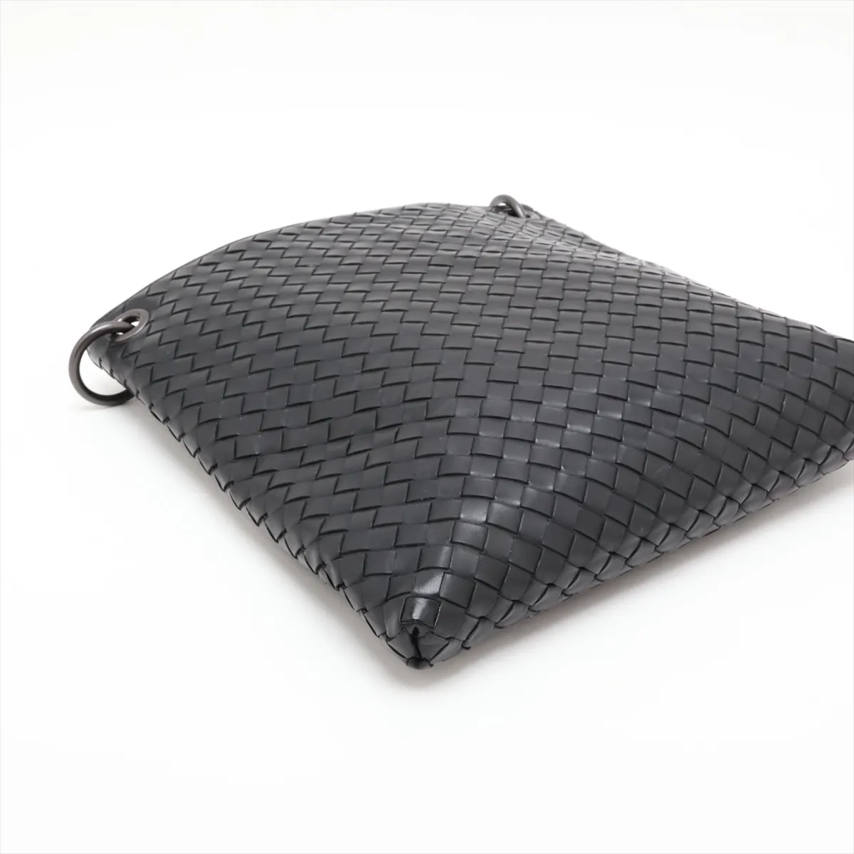 Intrecciato Leather Shoulder Bag, Black — view 4
