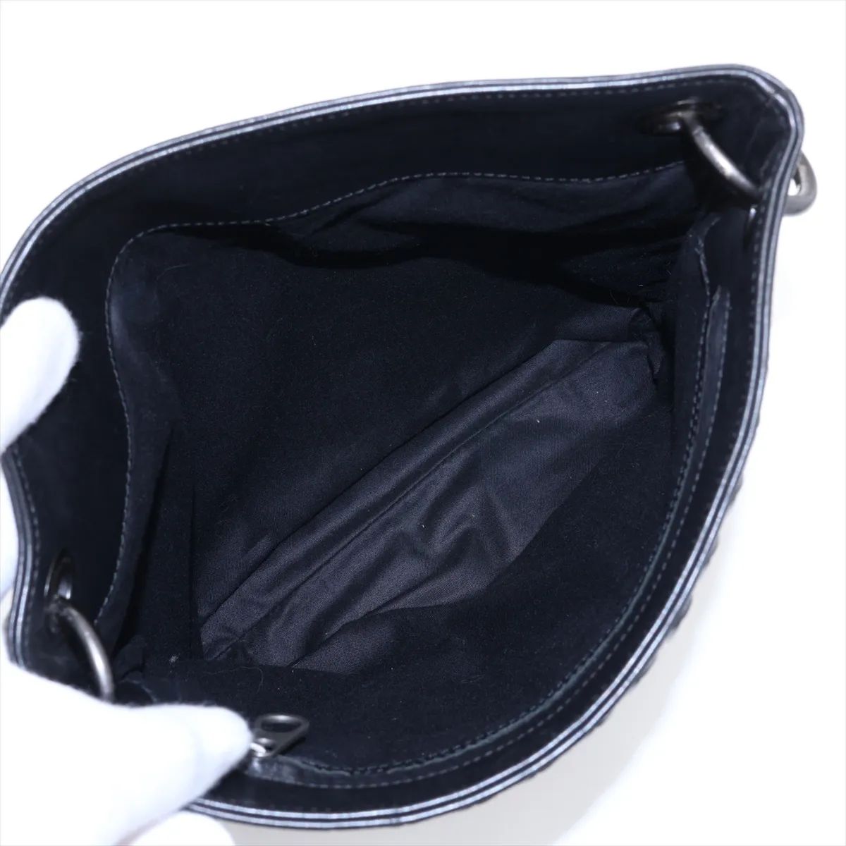 Intrecciato Leather Shoulder Bag, Black — view 6