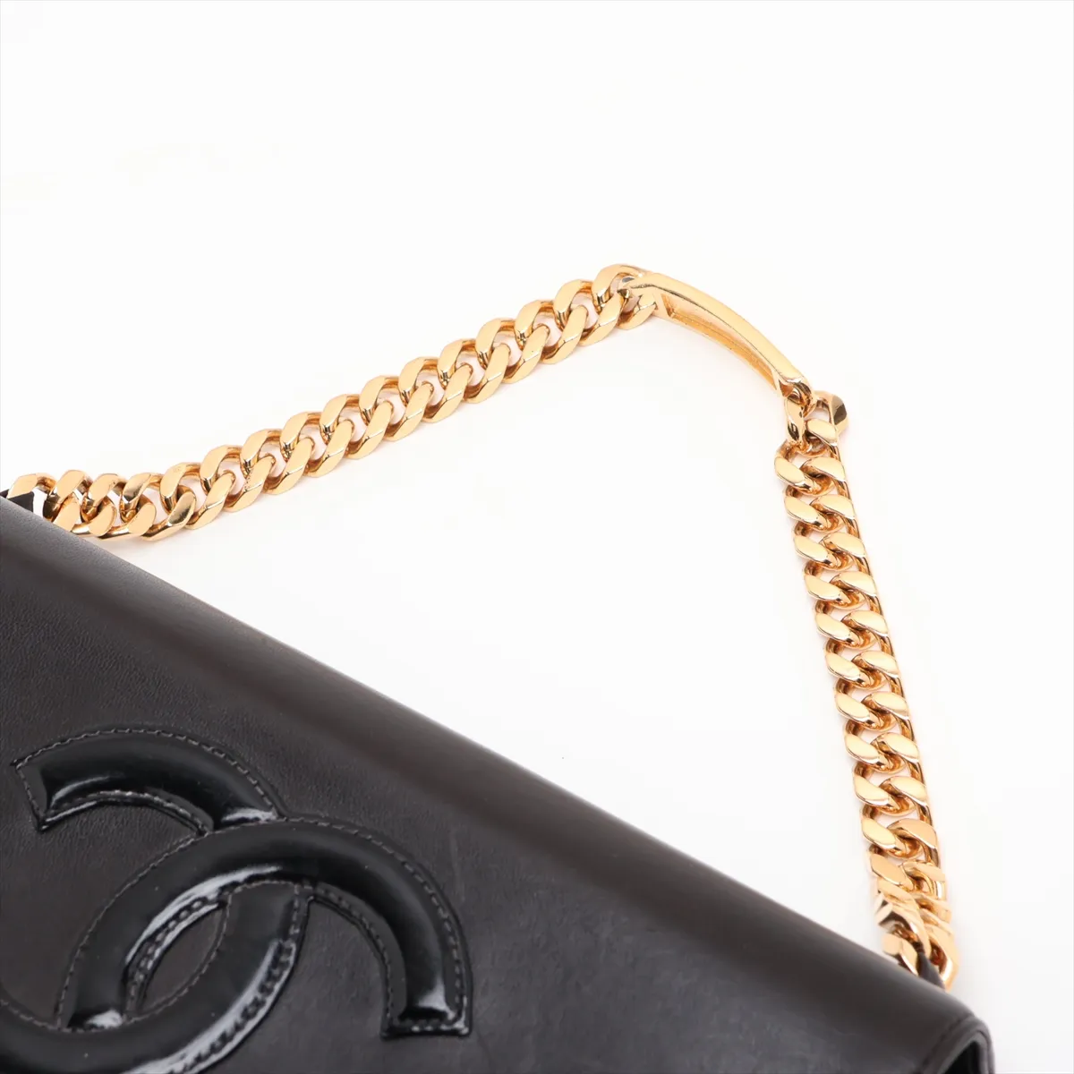 Coco Mark Lambskin x Patent Leather Chain Shoulder Bag, Black with Gold Hardware, 4835829, Series 4 — view 5