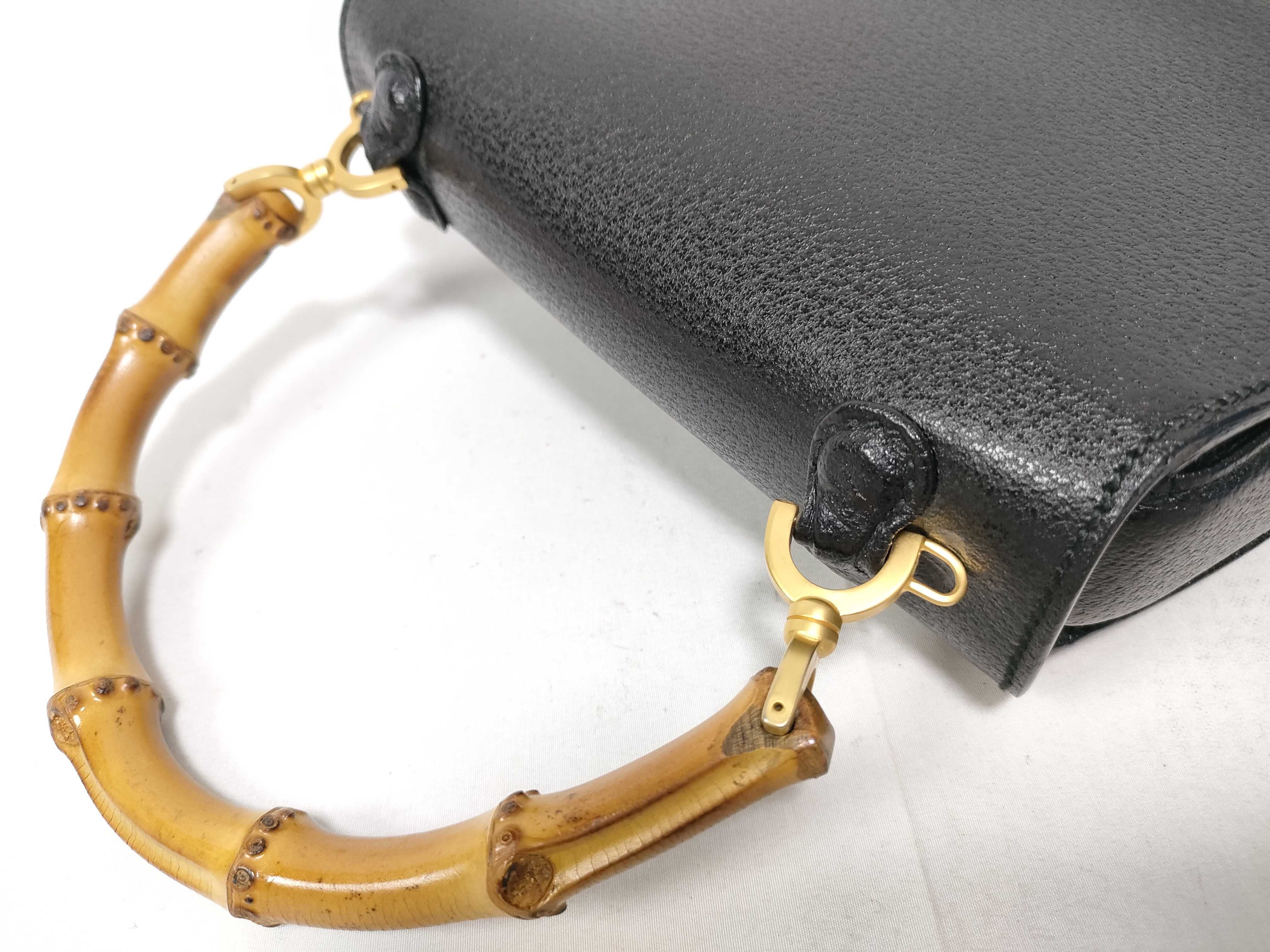 Bamboo Handbag, Leather, Black Handbag — view 7