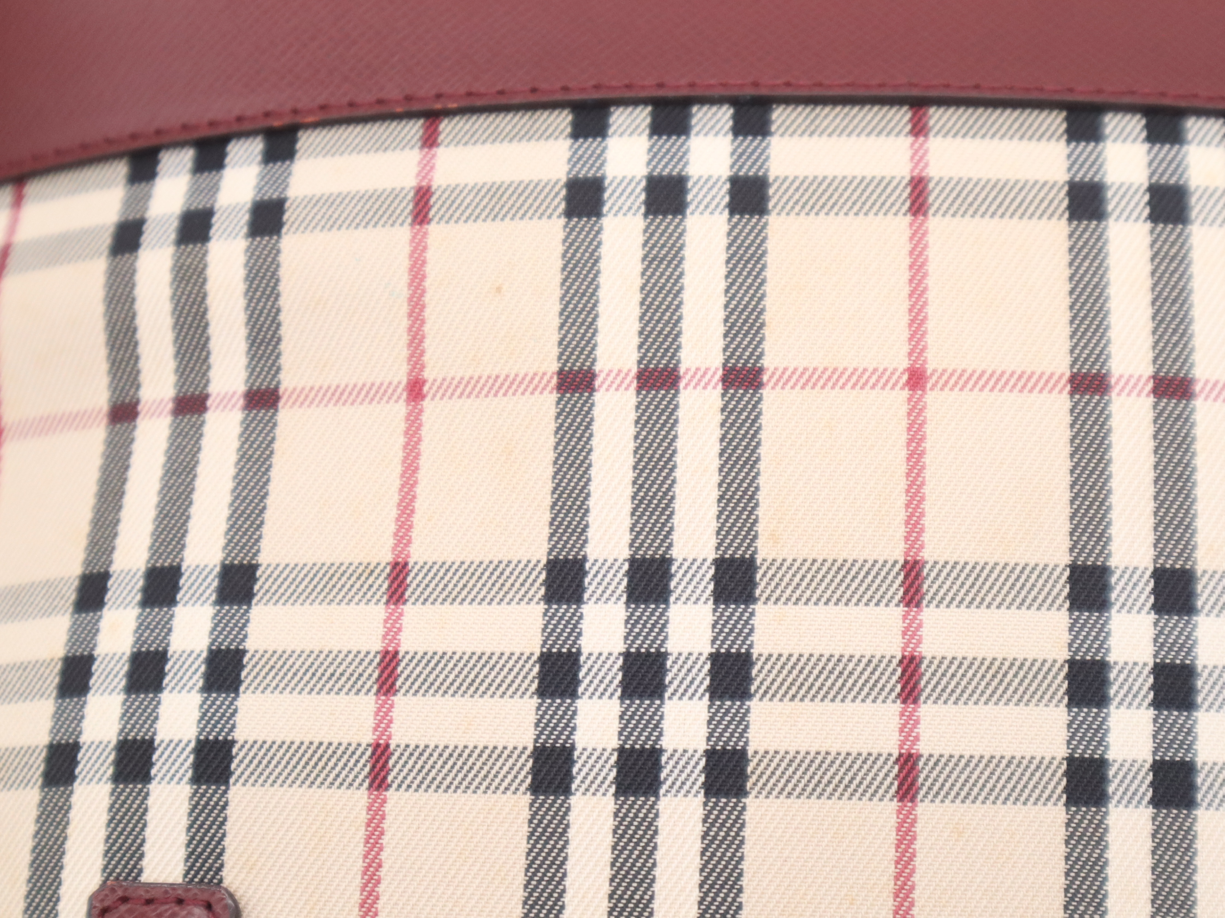 Canvas/Leather Nova Check Handbag, Beige/Bordeaux, Gold Hardware — view 9