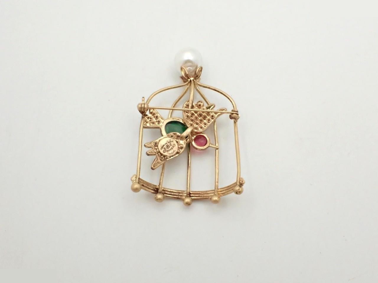 Birdcage, pearl, stone brooch (with comment) — view 2
