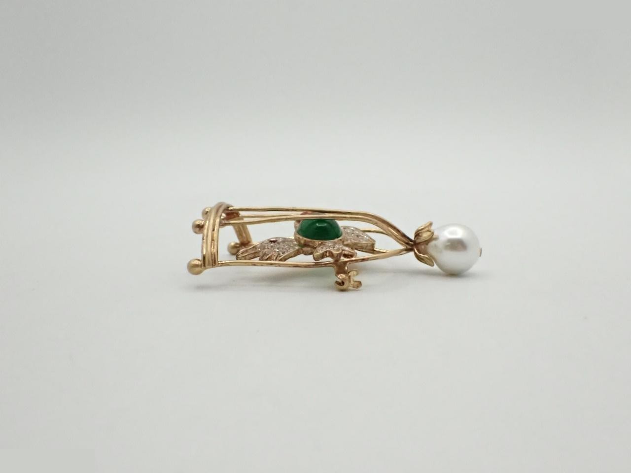 Birdcage, pearl, stone brooch (with comment) — view 3
