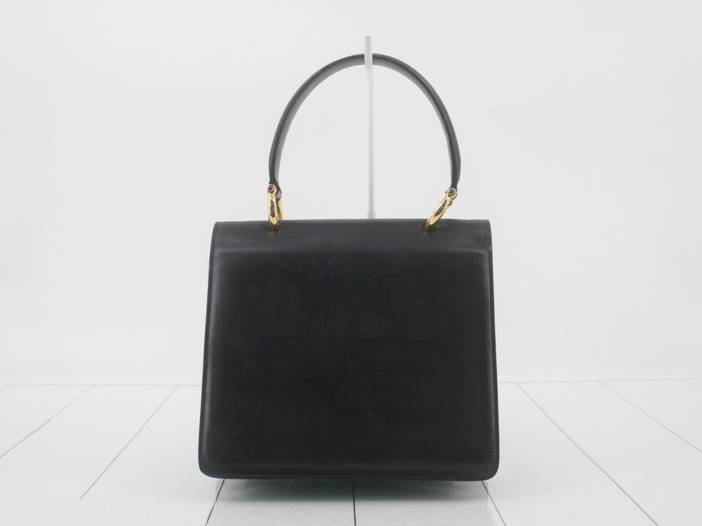 Leather handbag, navy — view 2