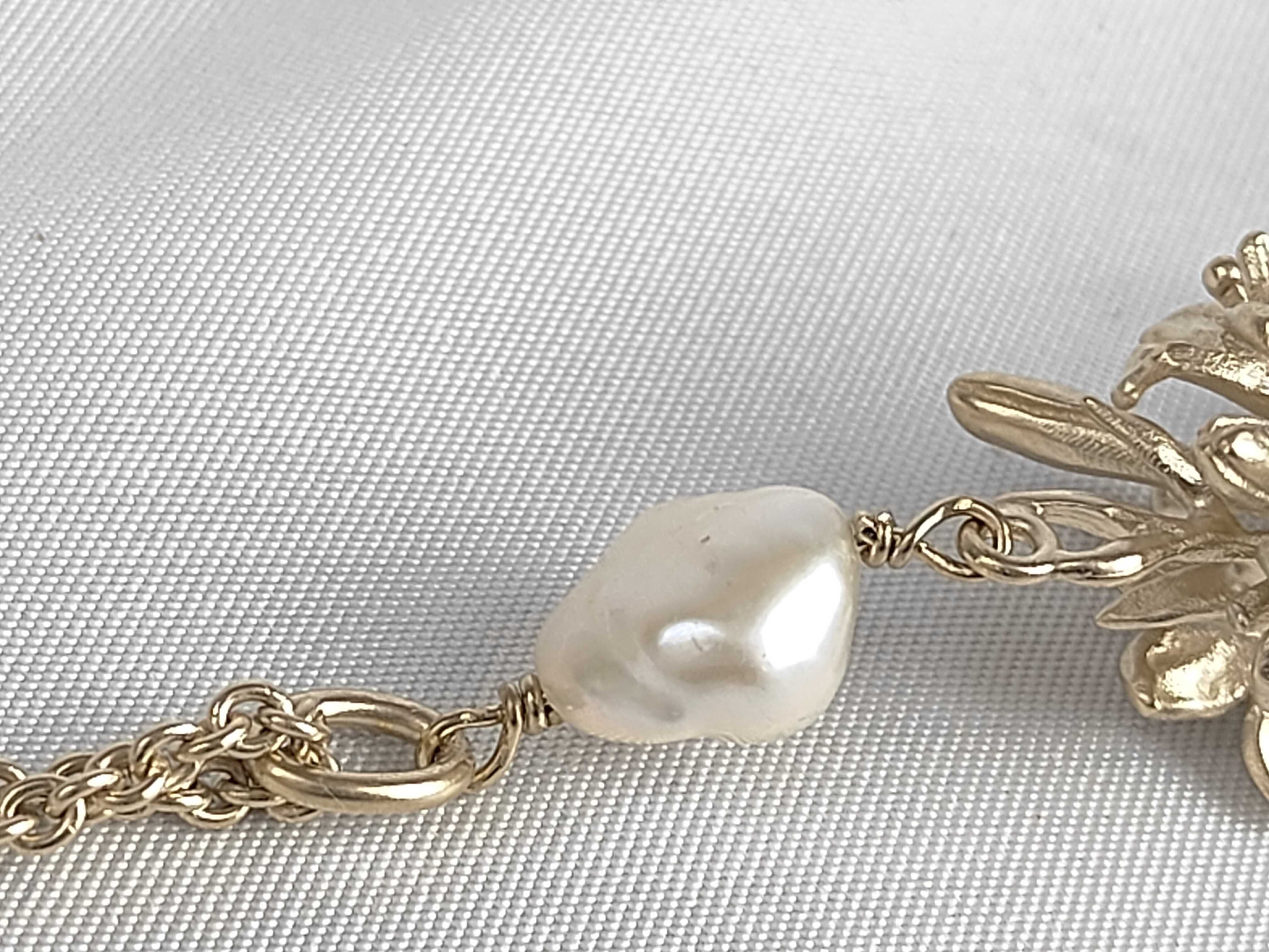 Turtle Flower Motif Pearl Necklace — view 12