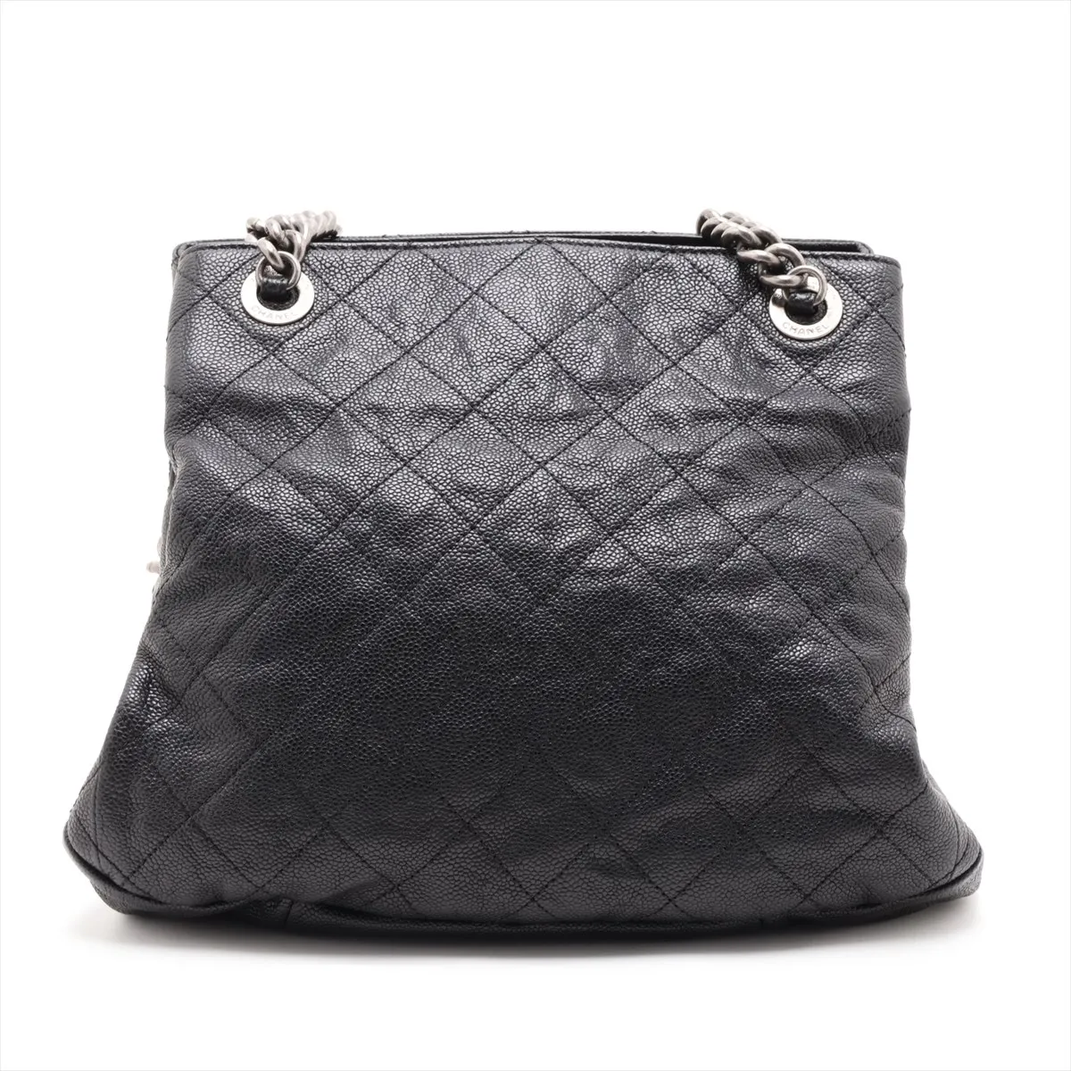 Matelassé Caviar Skin Chain Shoulder Bag, Black with Gunmetal Hardware, 16022700, Serial Number 16 — view 2