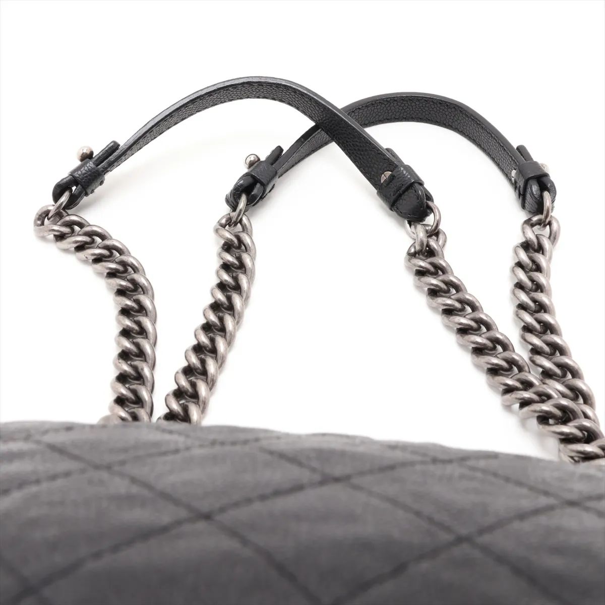 Matelassé Caviar Skin Chain Shoulder Bag, Black with Gunmetal Hardware, 16022700, Serial Number 16 — view 6