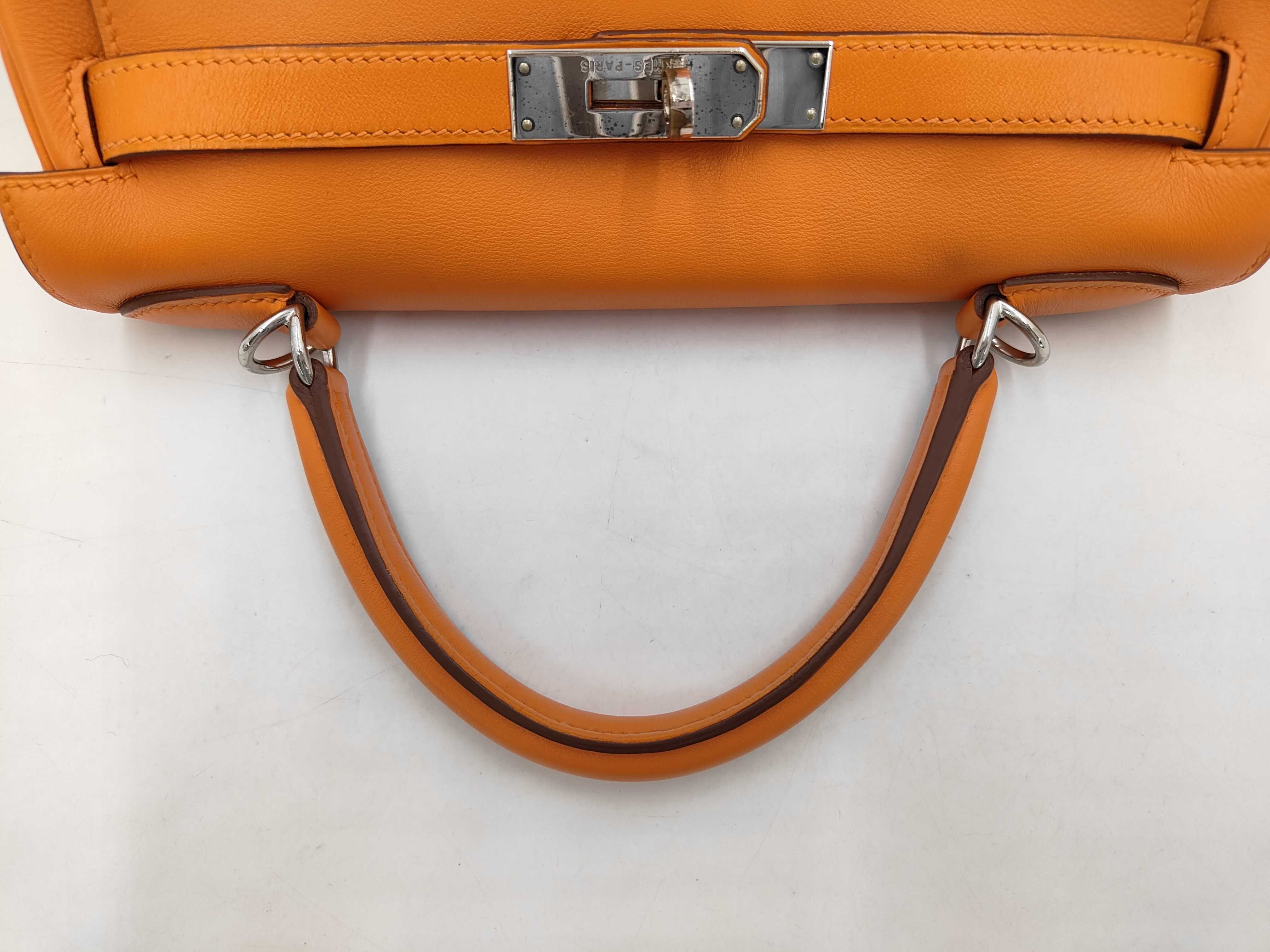 Kelly 28 K stamp Swift orange tote bag — view 3